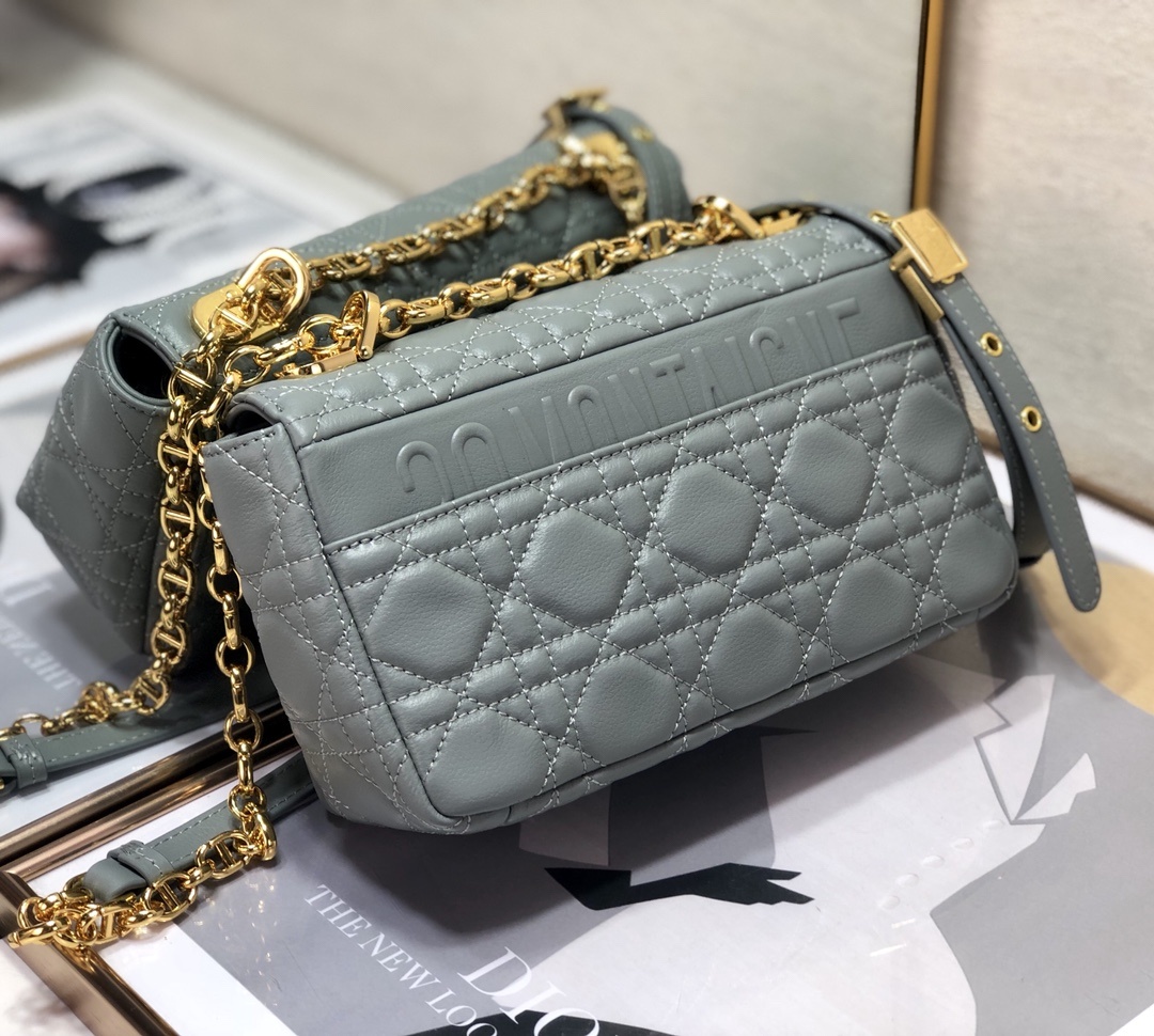 Christian Dior Small Dior Caro Bag, Grey, For Women Women’s Handbags, Shoulder Bags, Crossbody Bags, 20cm CDUWHC_M41G