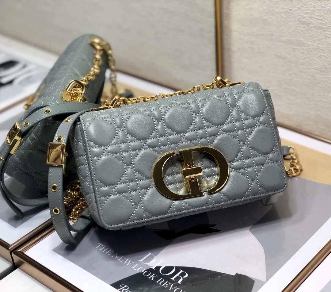 Christian Dior Small Dior Caro Bag, Grey, For Women Women’s Handbags, Shoulder Bags, Crossbody Bags, 20cm CDUWHC_M41G