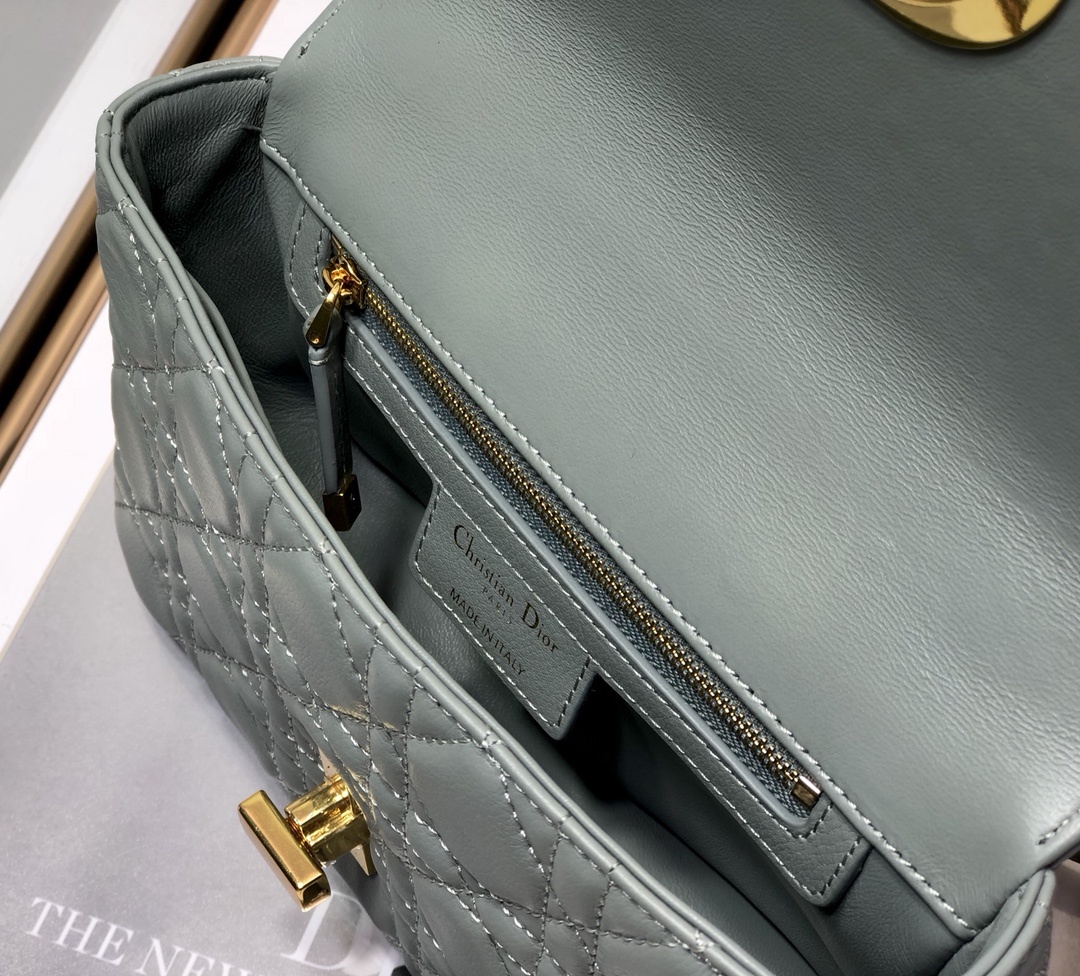 Christian Dior Small Dior Caro Bag, Grey, For Women Women’s Handbags, Shoulder Bags, Crossbody Bags, 20cm CDUWHC_M41G