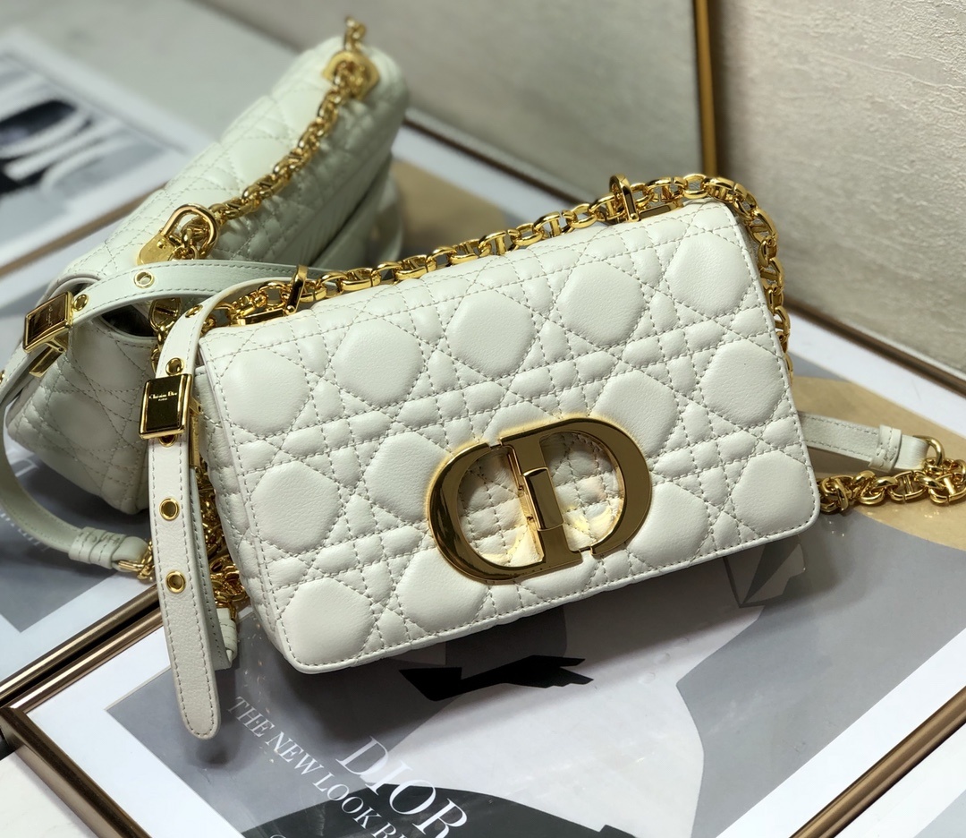 Christian Dior Small Dior Caro Bag, White, For Women Women’s Handbags, Shoulder Bags, Crossbody Bags, 20cm CDUWHC_M35U