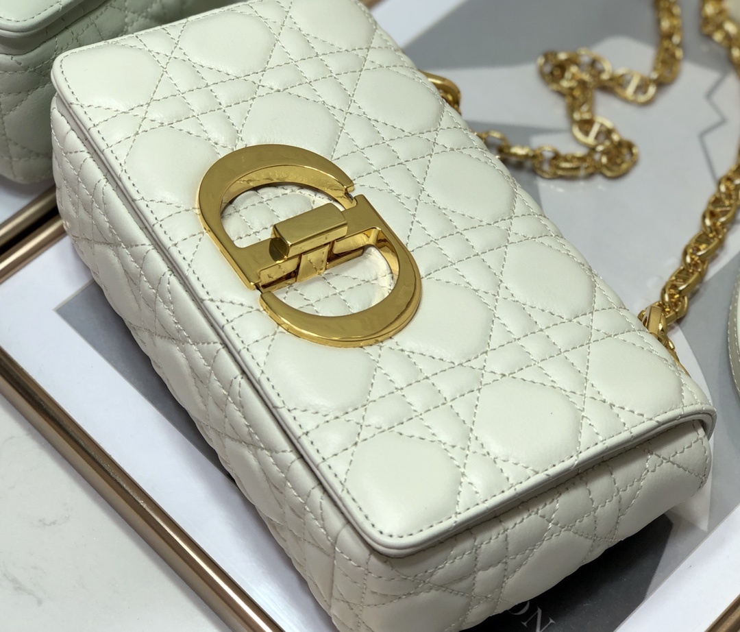 Christian Dior Small Dior Caro Bag, White, For Women Women’s Handbags, Shoulder Bags, Crossbody Bags, 20cm CDUWHC_M35U
