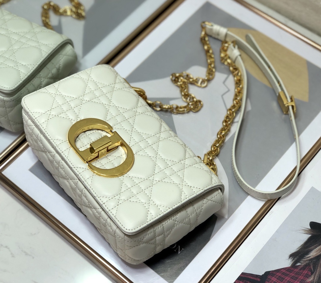 Christian Dior Small Dior Caro Bag, White, For Women Women’s Handbags, Shoulder Bags, Crossbody Bags, 20cm CDUWHC_M35U
