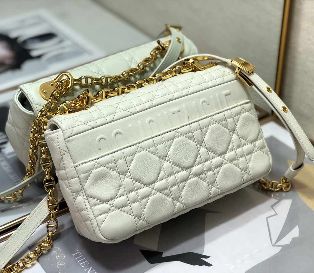 Christian Dior Small Dior Caro Bag, White, For Women Women’s Handbags, Shoulder Bags, Crossbody Bags, 20cm CDUWHC_M35U