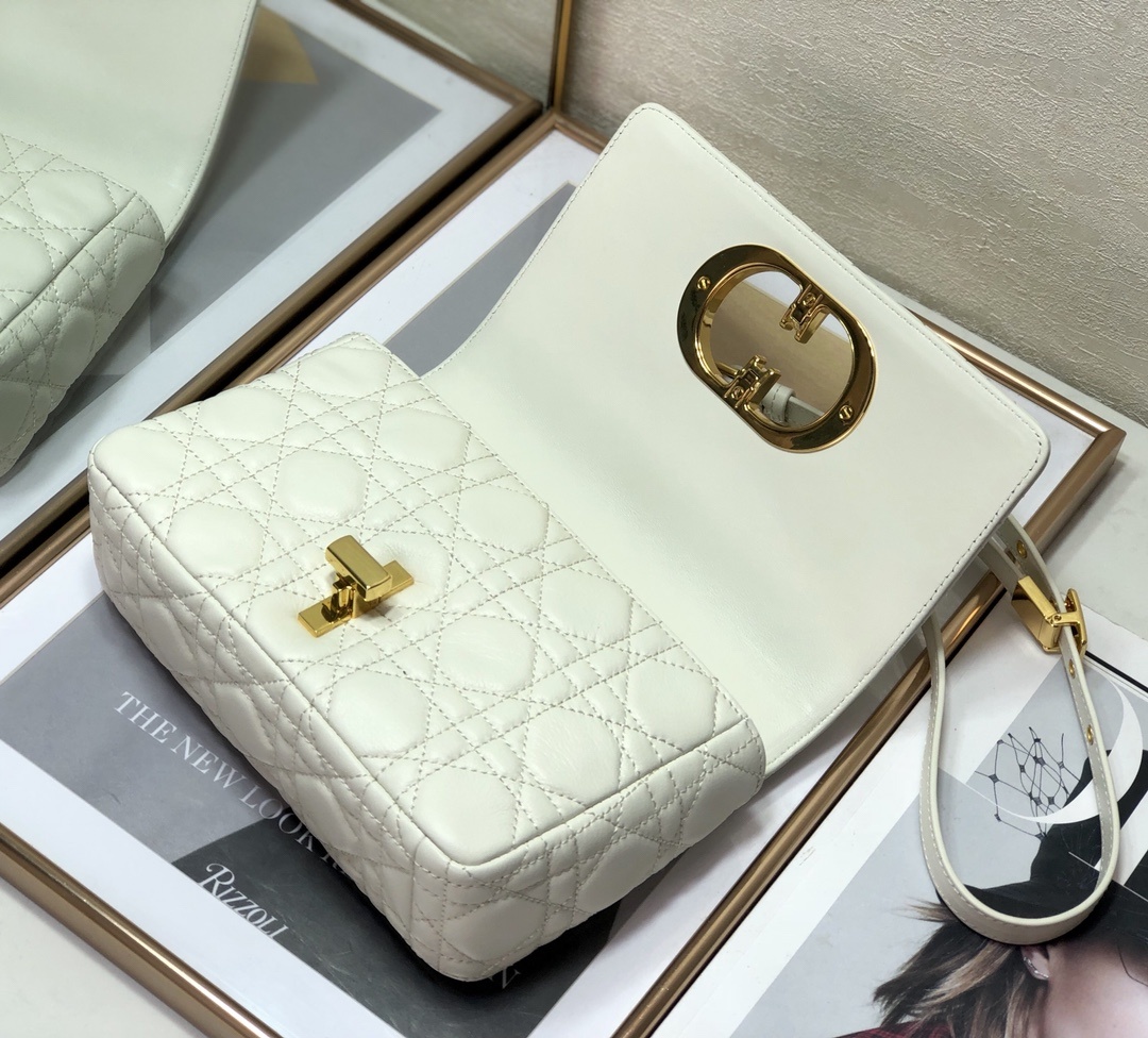 Christian Dior Small Dior Caro Bag, White, For Women Women’s Handbags, Shoulder Bags, Crossbody Bags, 20cm CDUWHC_M35U