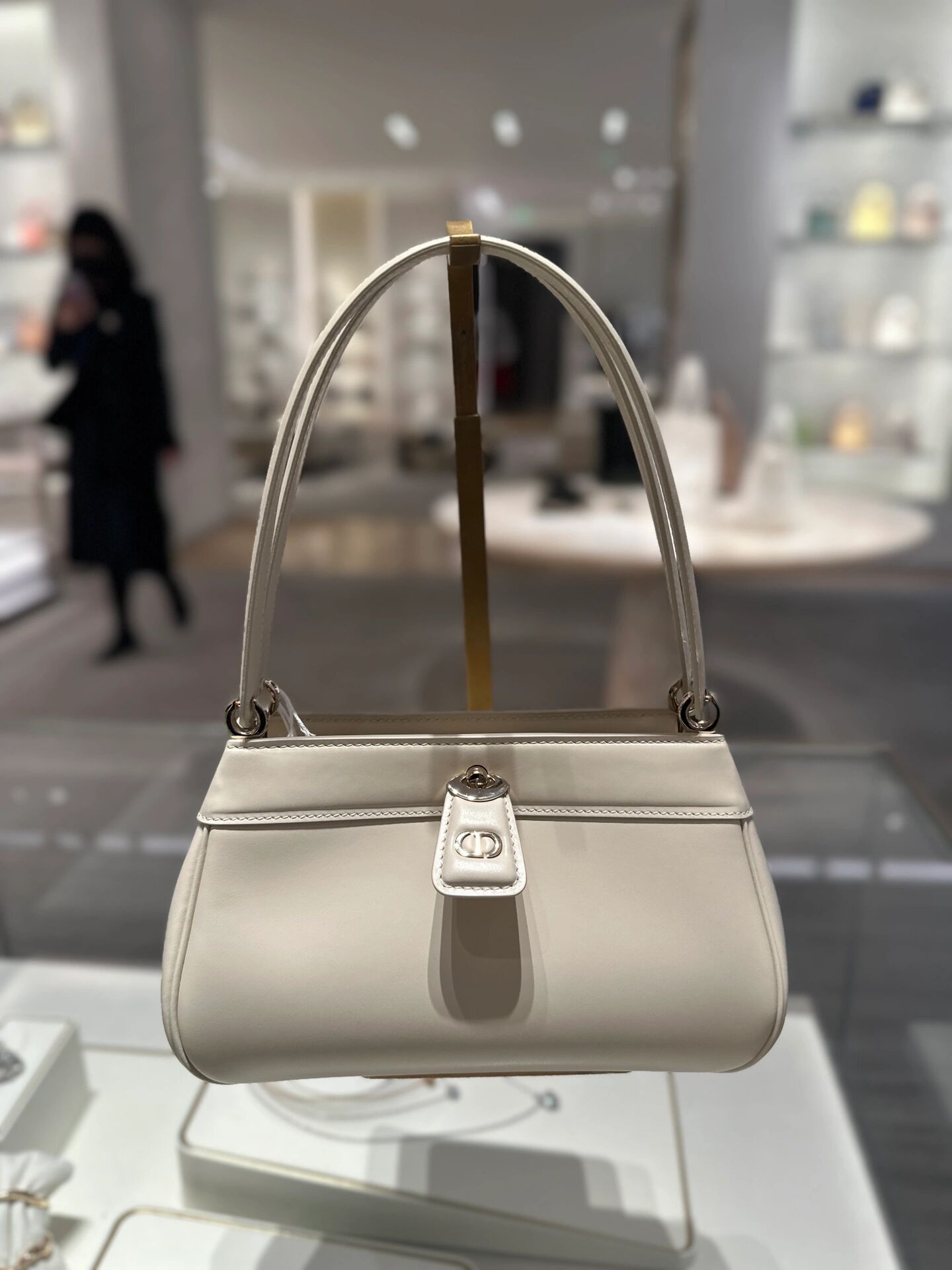 Christian Dior Small Dior Key Bag White/Black For Women 8.5in/22cmOBEQ_M49U