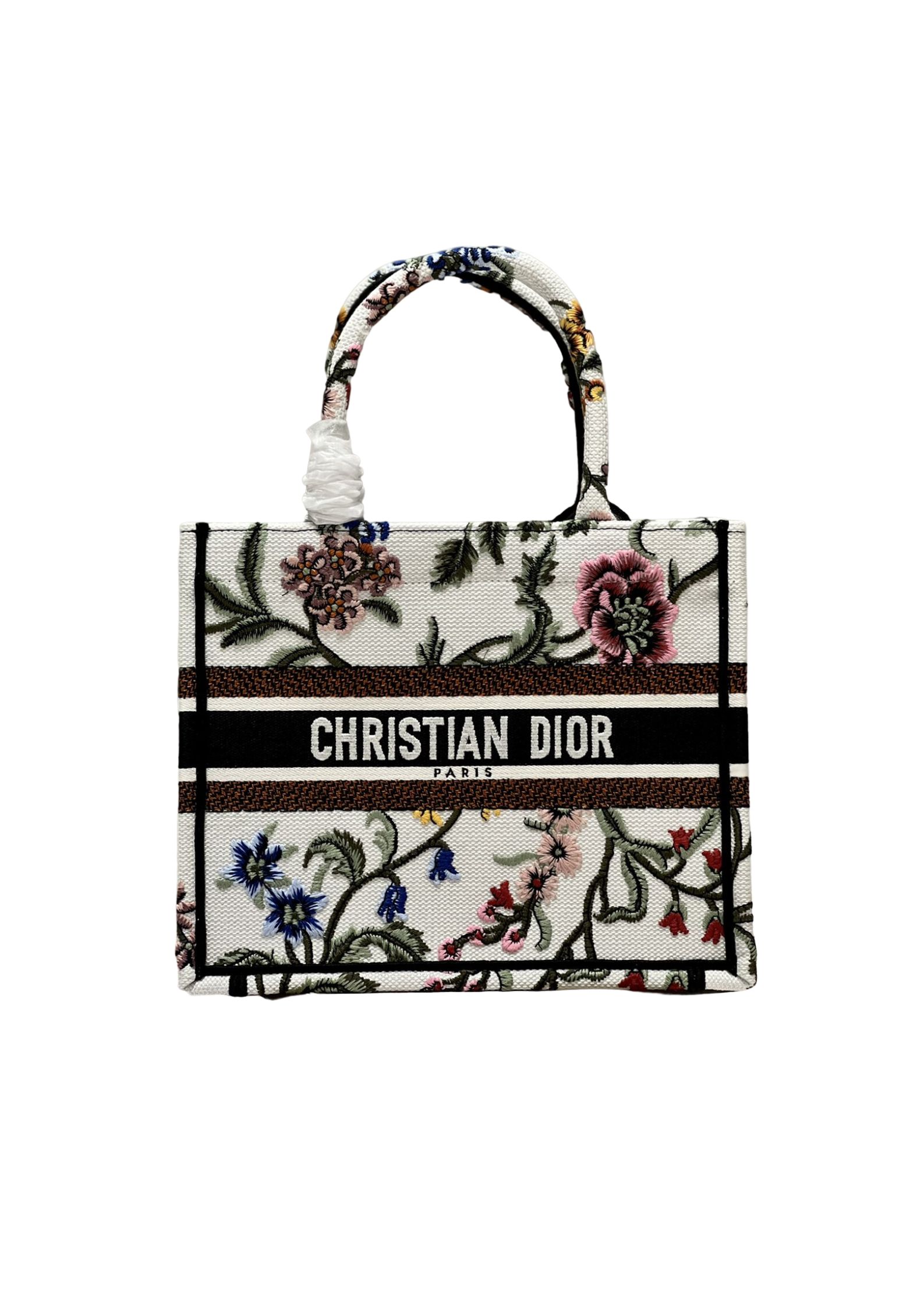 Christian Dior Small Dior Tote Bag White/Black For Women 10.5 in/ 26.5cm