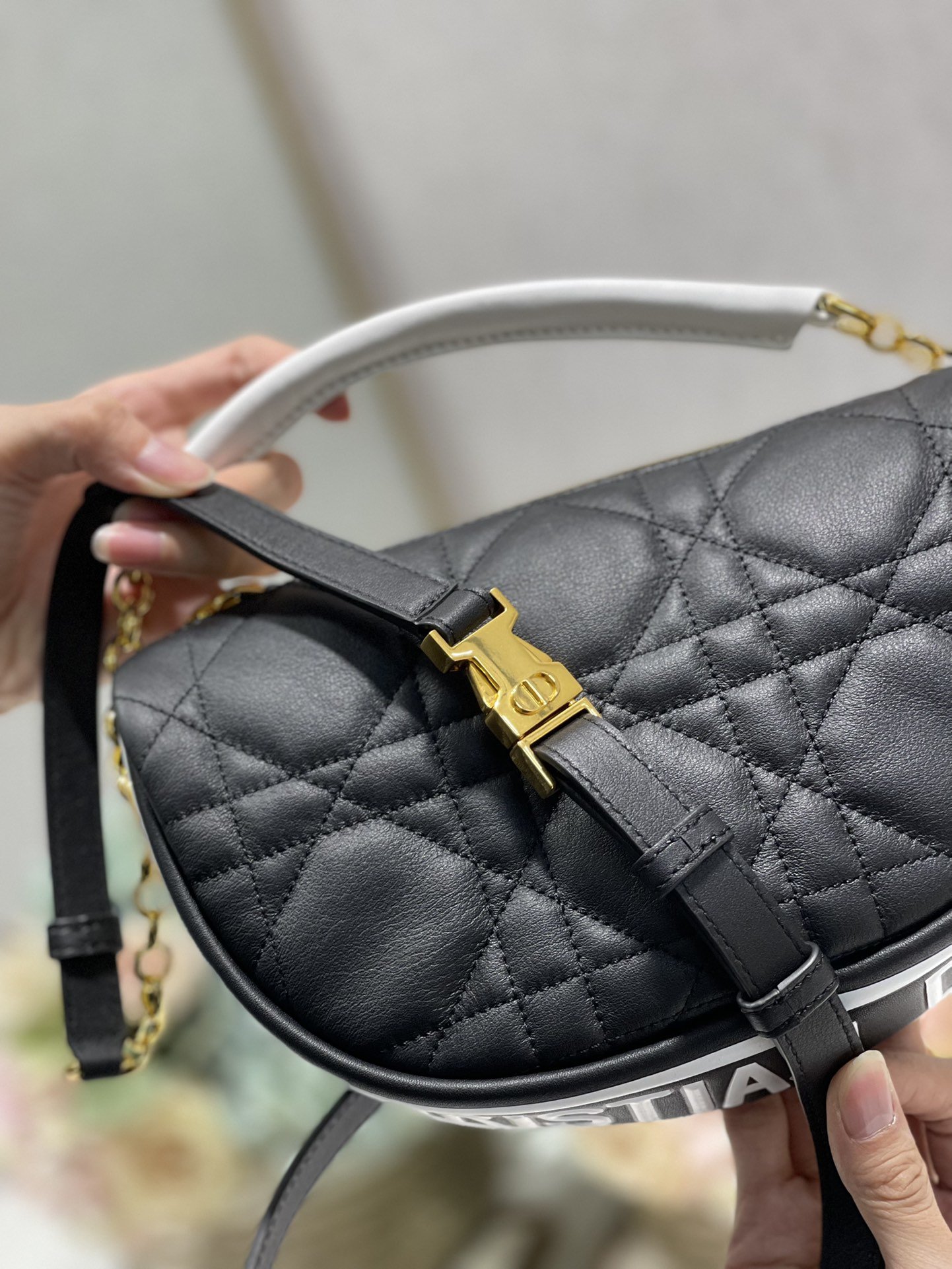 Christian Dior Small Dior Vibe Hobo Bag Black Cannage, Black, For Women Women’s Handbags, Crossbody Bags, 20cm CDONOA_