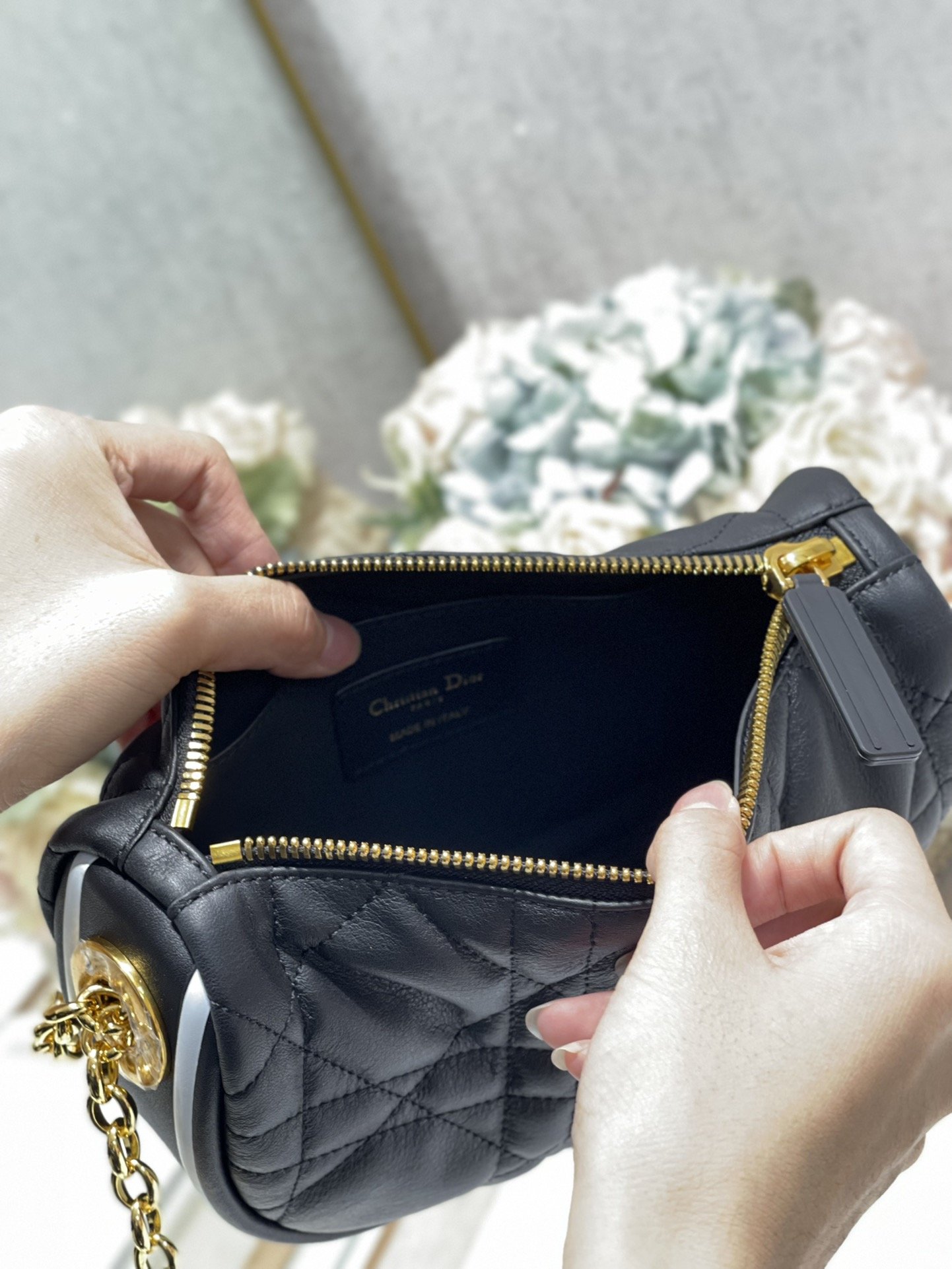 Christian Dior Small Dior Vibe Hobo Bag Black Cannage, Black, For Women Women’s Handbags, Crossbody Bags, 20cm CDONOA_