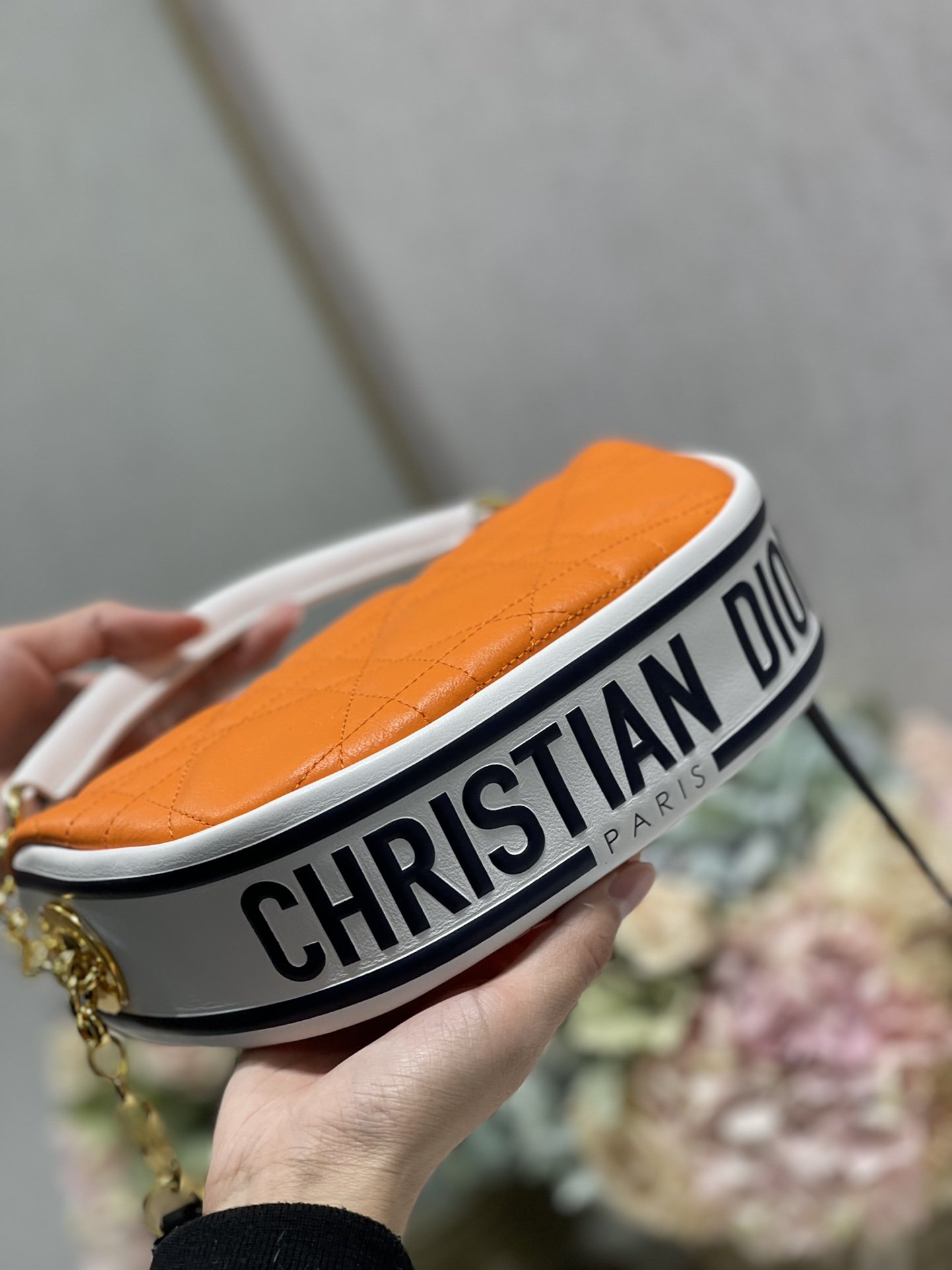 Christian Dior Small Dior Vibe Hobo Bag Fluorescent Orange Macrocannage, Orange, For Women Women’s Handbags, Crossbody Bags, 20cm CDODDO_