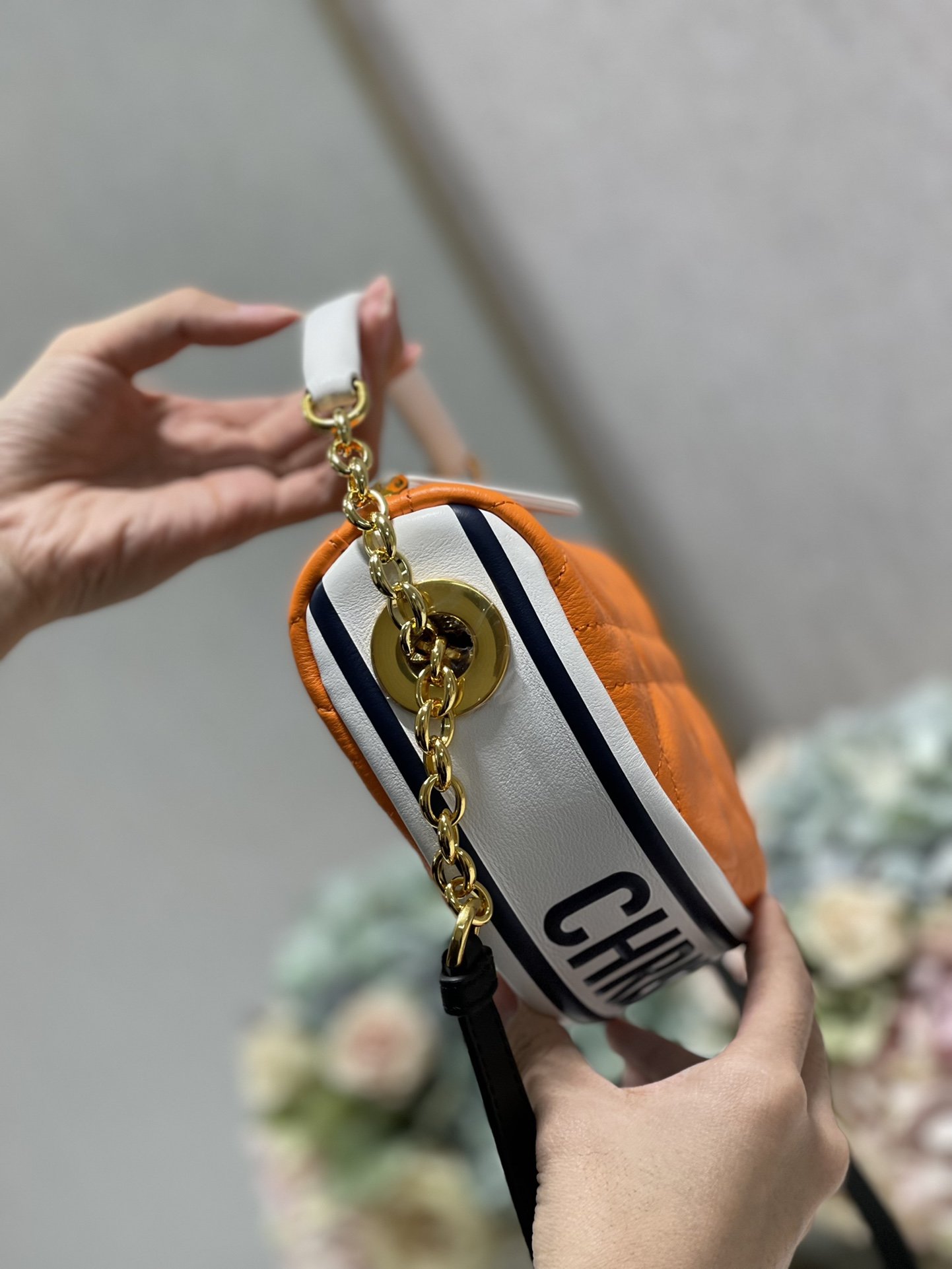 Christian Dior Small Dior Vibe Hobo Bag Fluorescent Orange Macrocannage, Orange, For Women Women’s Handbags, Crossbody Bags, 20cm CDODDO_