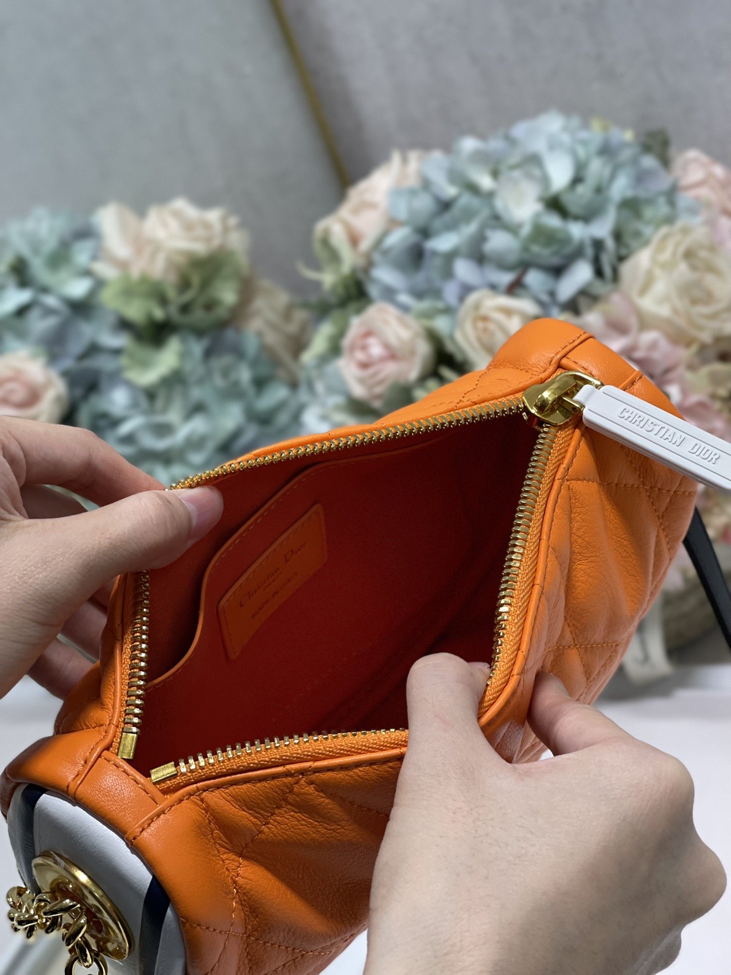 Christian Dior Small Dior Vibe Hobo Bag Fluorescent Orange Macrocannage, Orange, For Women Women’s Handbags, Crossbody Bags, 20cm CDODDO_
