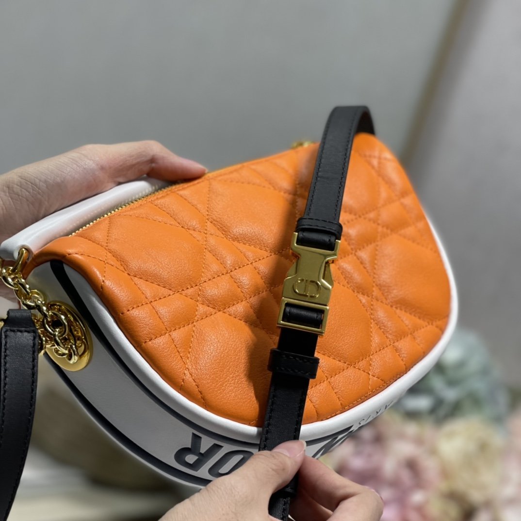 Christian Dior Small Dior Vibe Hobo Bag Fluorescent Orange Macrocannage, Orange, For Women Women’s Handbags, Crossbody Bags, 20cm CDODDO_