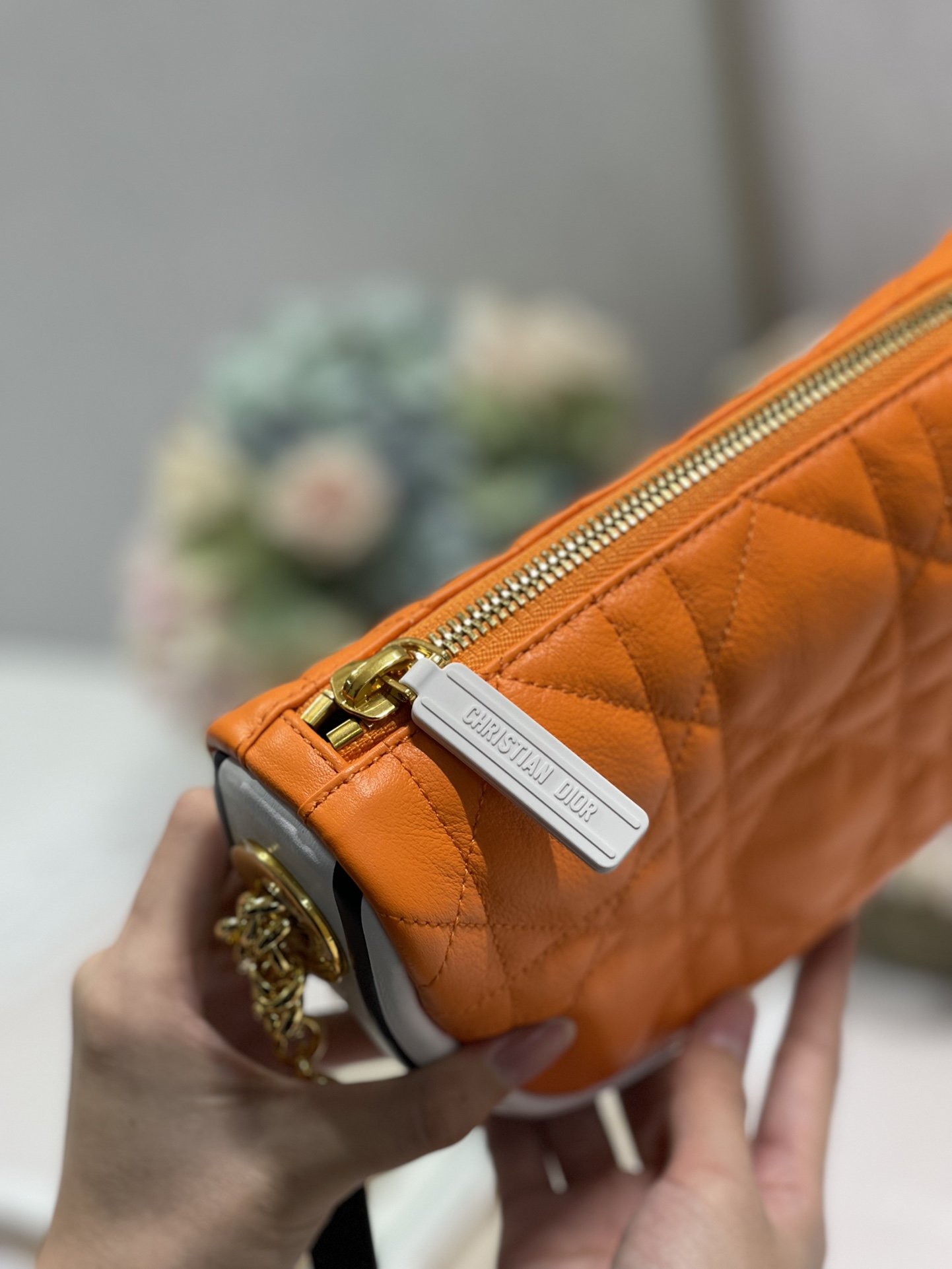 Christian Dior Small Dior Vibe Hobo Bag Fluorescent Orange Macrocannage, Orange, For Women Women’s Handbags, Crossbody Bags, 20cm CDODDO_