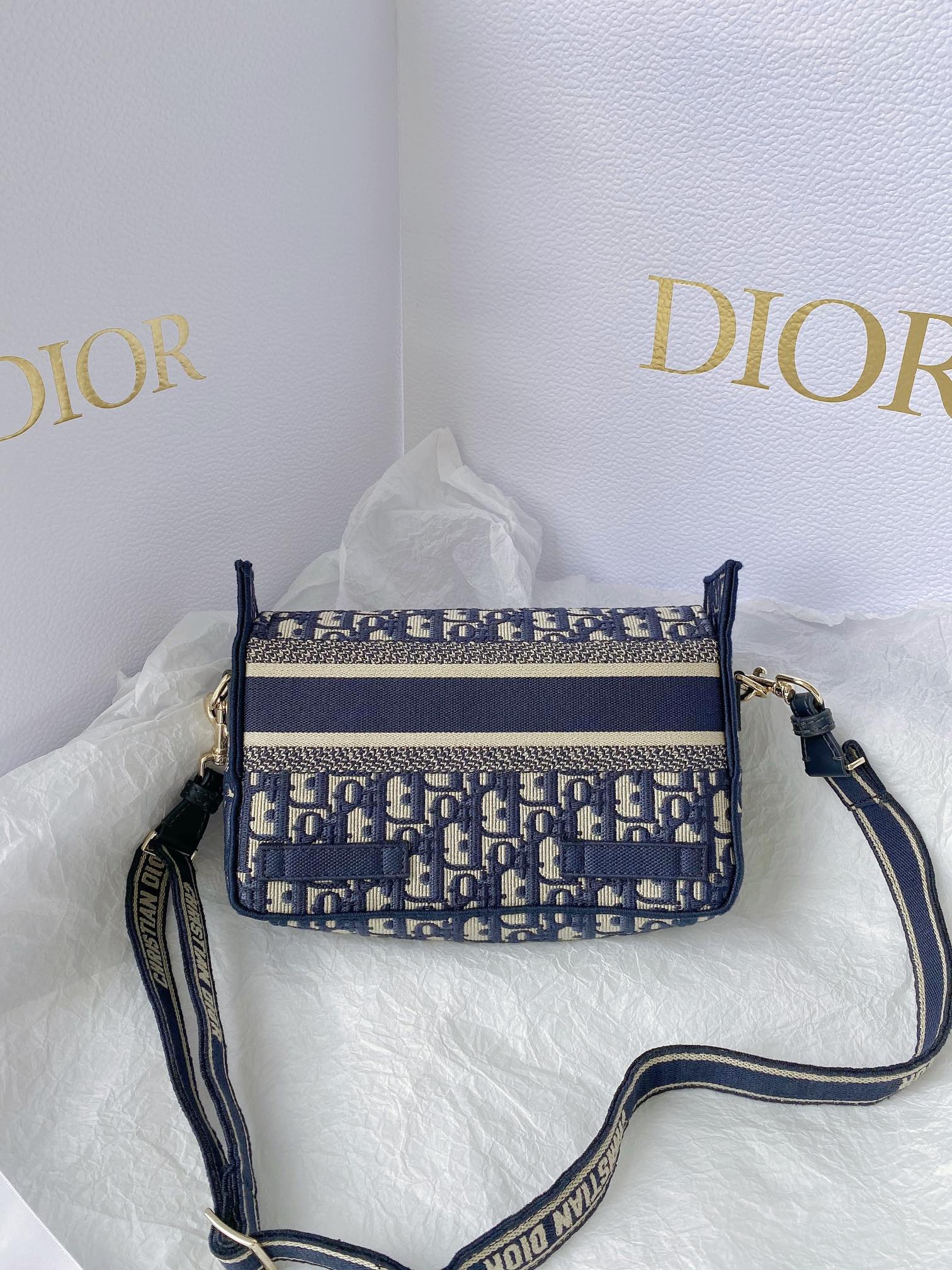Christian Dior Small DIORCAMP Bag Blue Dior Oblique Embroidery, Blue, For Women Women’s Handbags, Shoulder Bags, Crossbody Bags, 23cm CDORIW_