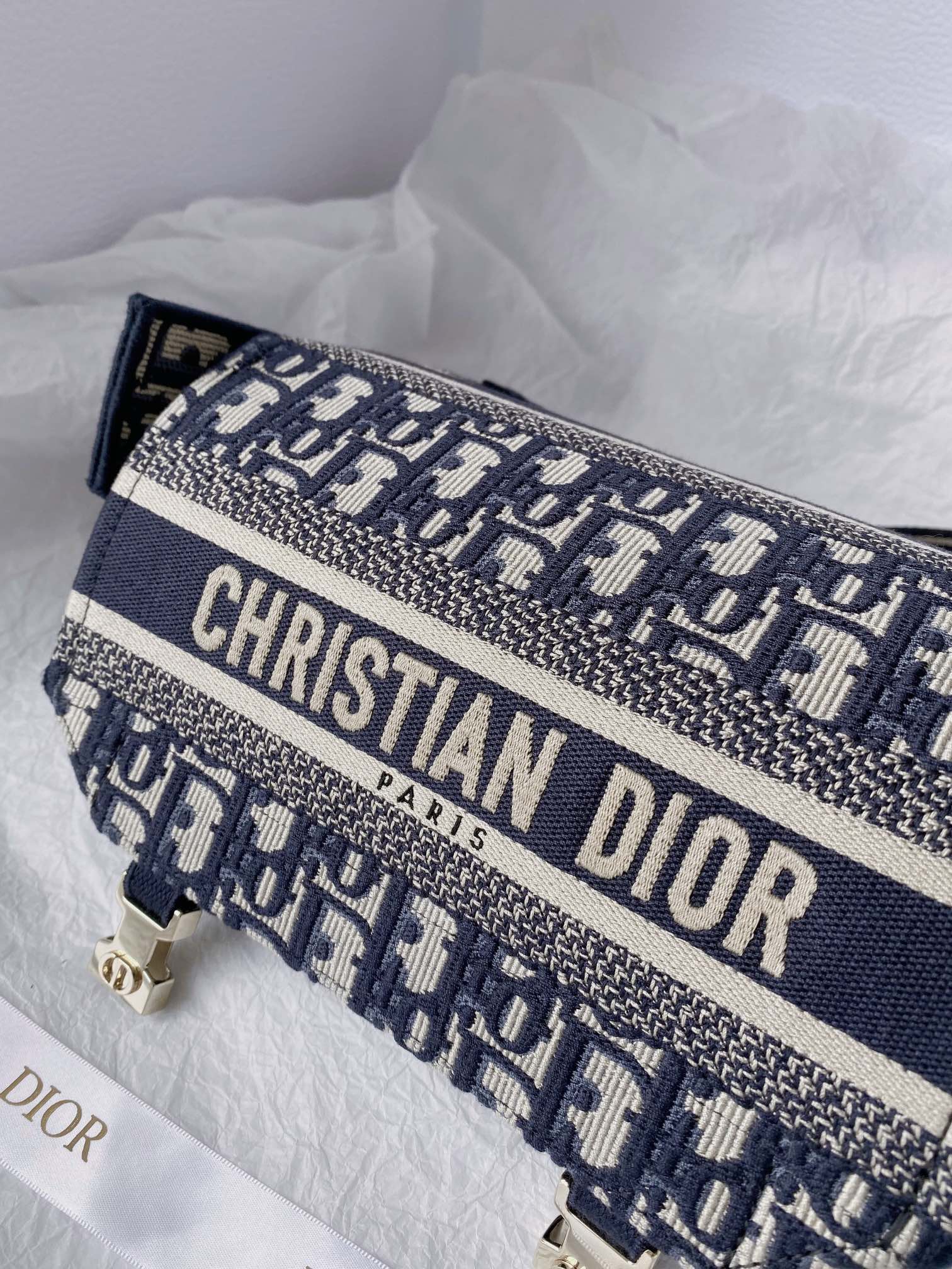 Christian Dior Small DIORCAMP Bag Blue Dior Oblique Embroidery, Blue, For Women Women’s Handbags, Shoulder Bags, Crossbody Bags, 23cm CDORIW_