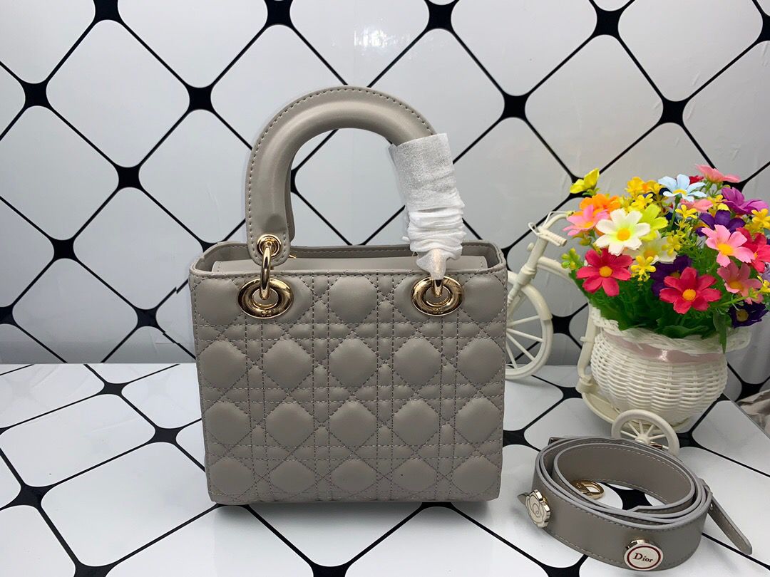 Christian Dior Small Lady Dior Bag Gold Toned Hardware, Dark Grey, For Women Women’s Handbags, Crossbody Bags, 20cm CD