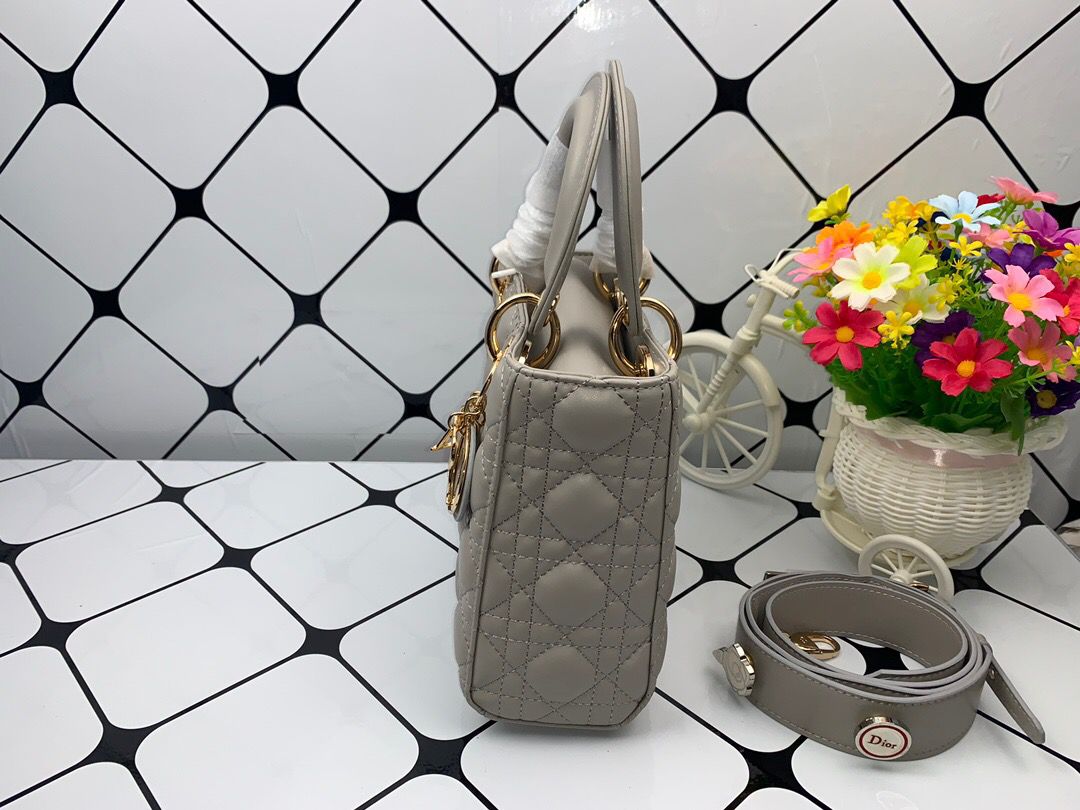 Christian Dior Small Lady Dior Bag Gold Toned Hardware, Dark Grey, For Women Women’s Handbags, Crossbody Bags, 20cm CD