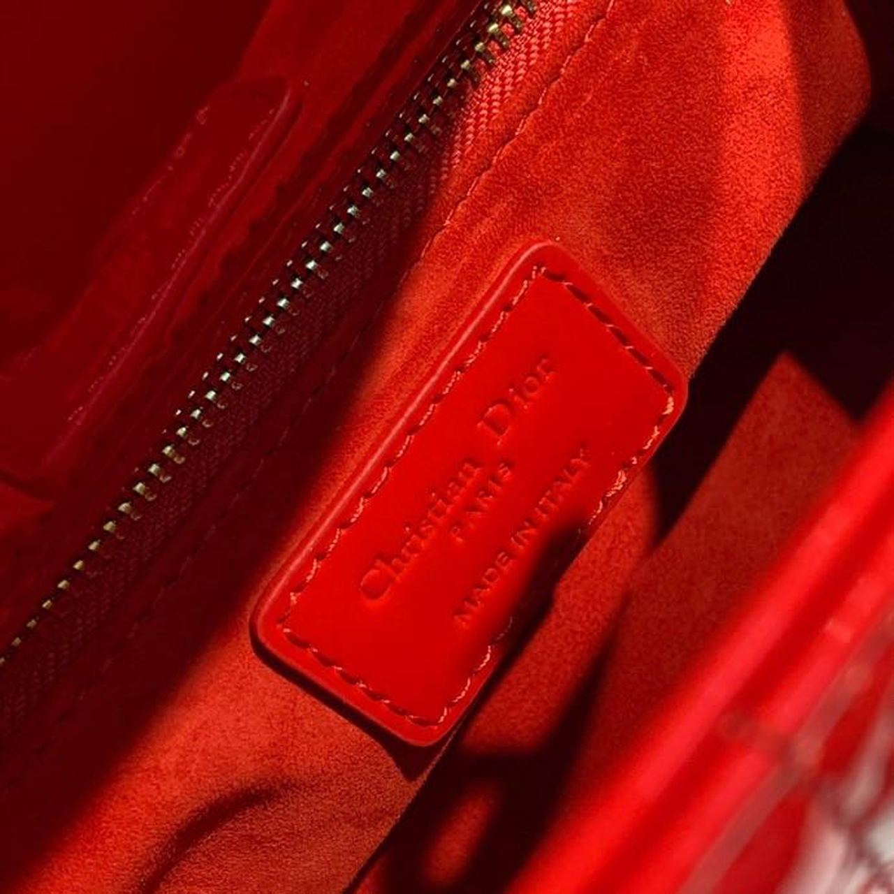 Christian Dior Small Lady Dior Bag Gold Toned Hardware Cherry Red Patent For Women 8in/20cm CDOWCB_