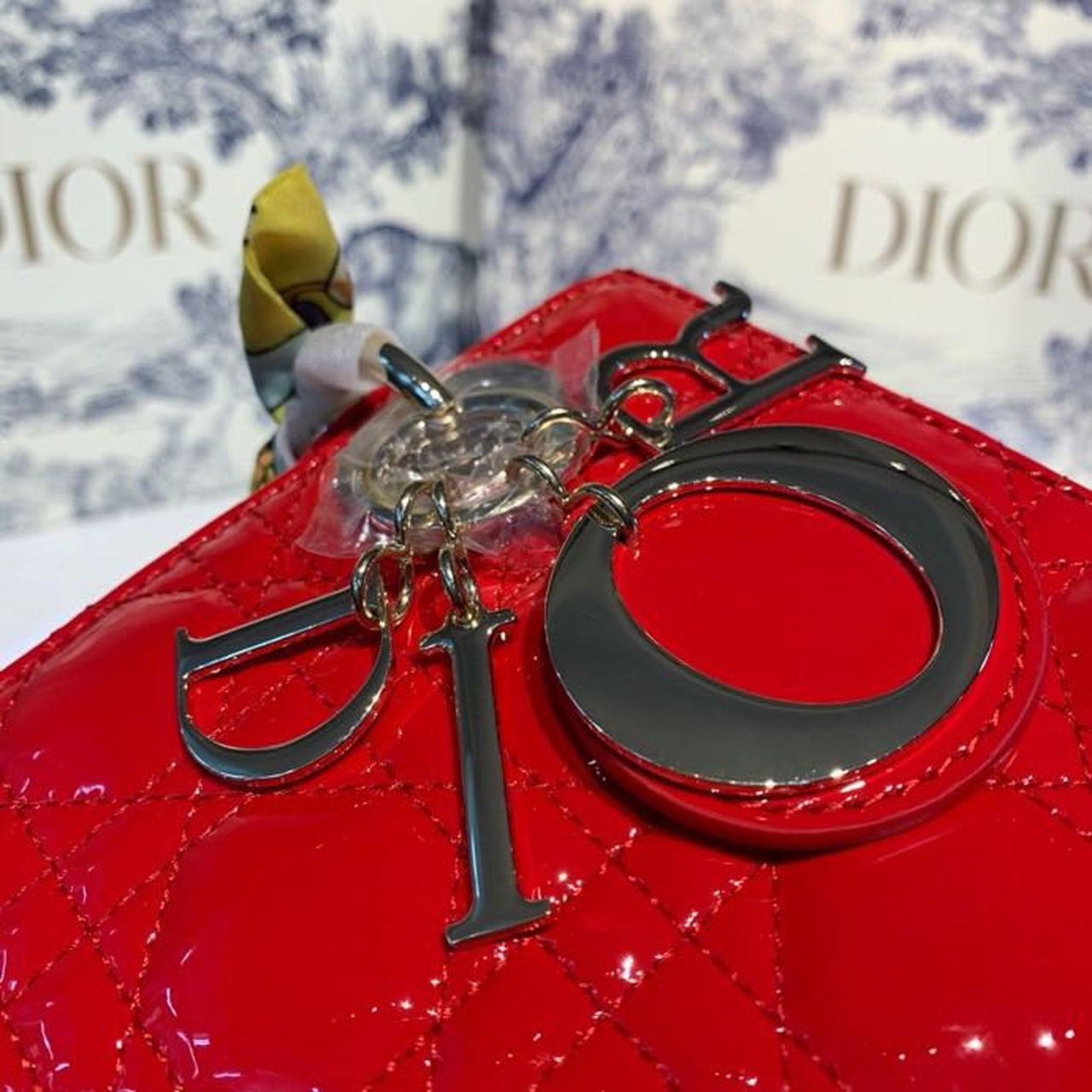 Christian Dior Small Lady Dior Bag Gold Toned Hardware Cherry Red Patent For Women 8in/20cm CDOWCB_