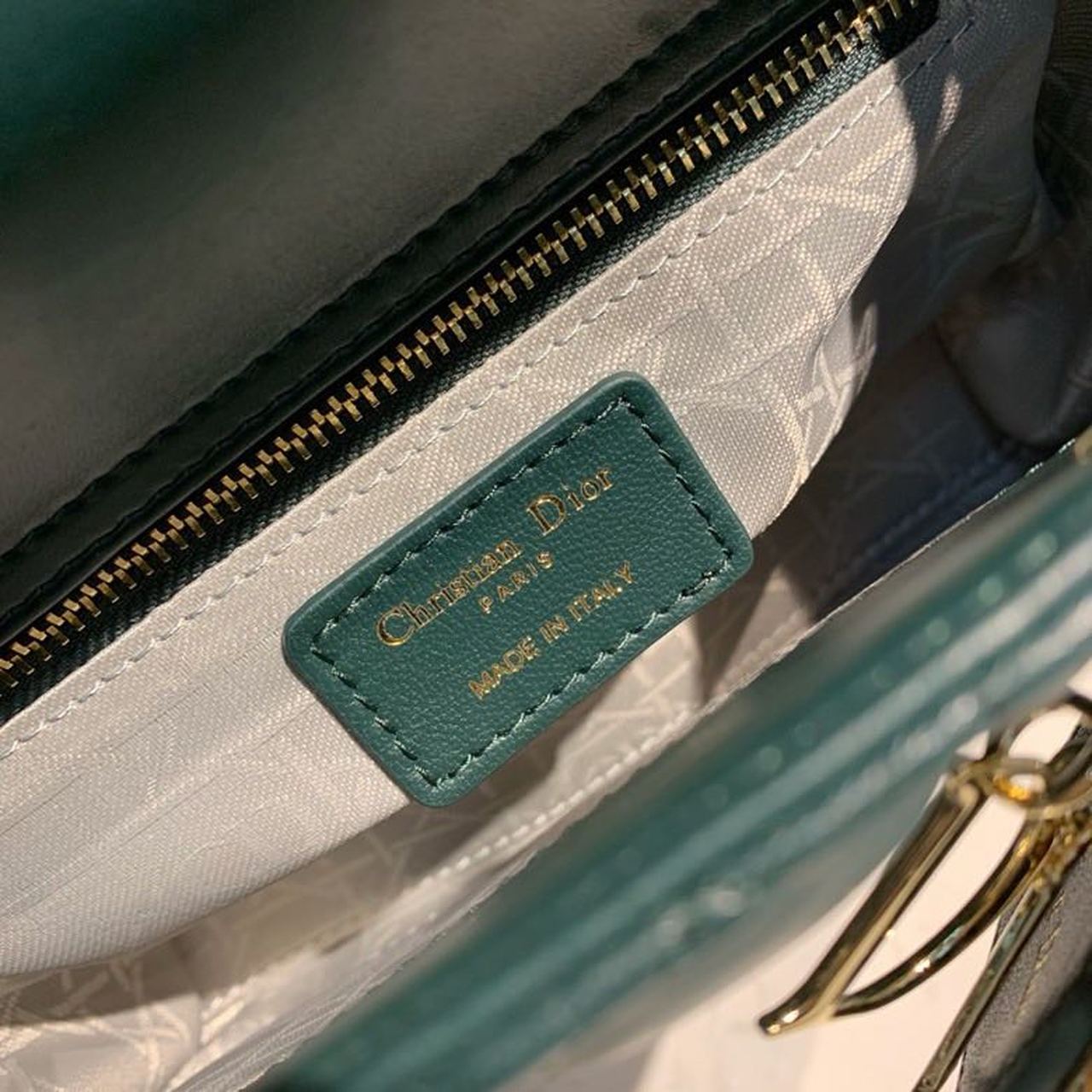 Christian Dior Small Lady Dior Bag Gold Toned Hardware Forest Green For Women 8in/20cm CD