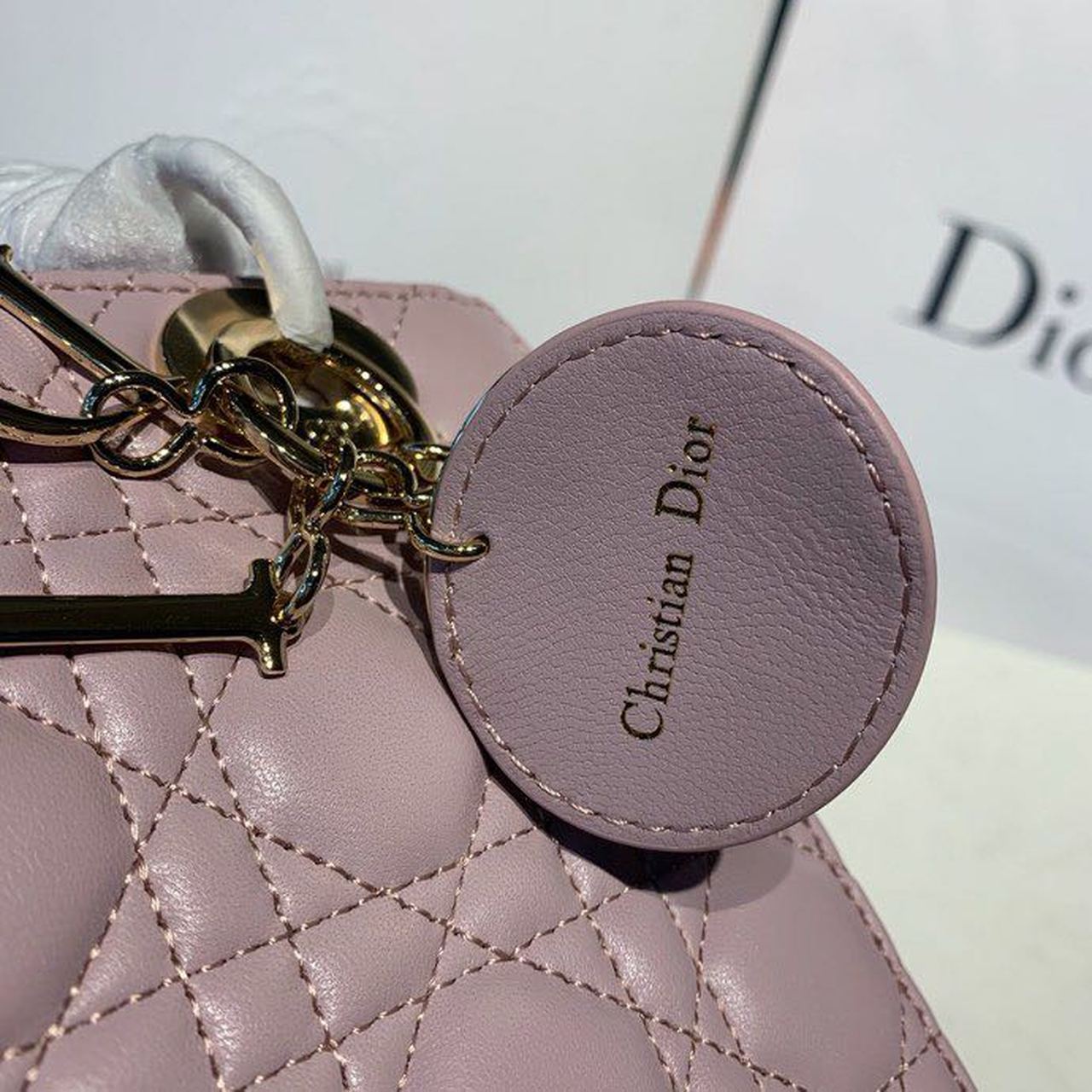 Christian Dior Small Lady Dior Bag Gold Toned Hardware Lotus Pearlescent For Women 8in/20cm CD