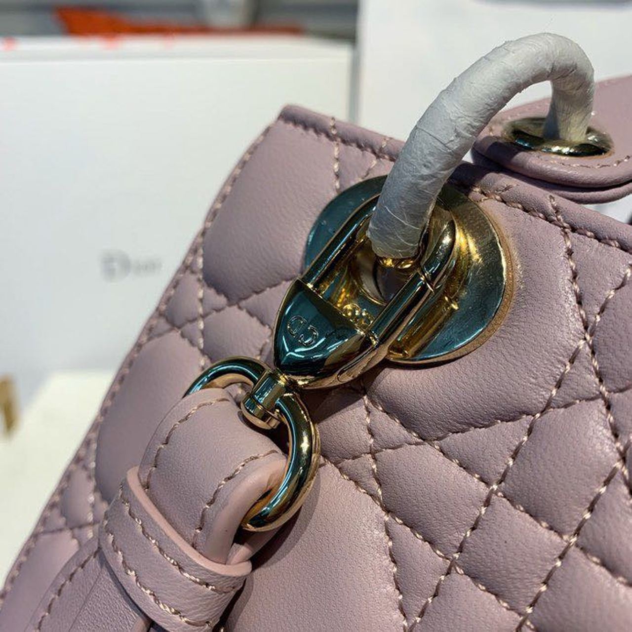 Christian Dior Small Lady Dior Bag Gold Toned Hardware Lotus Pearlescent For Women 8in/20cm CD