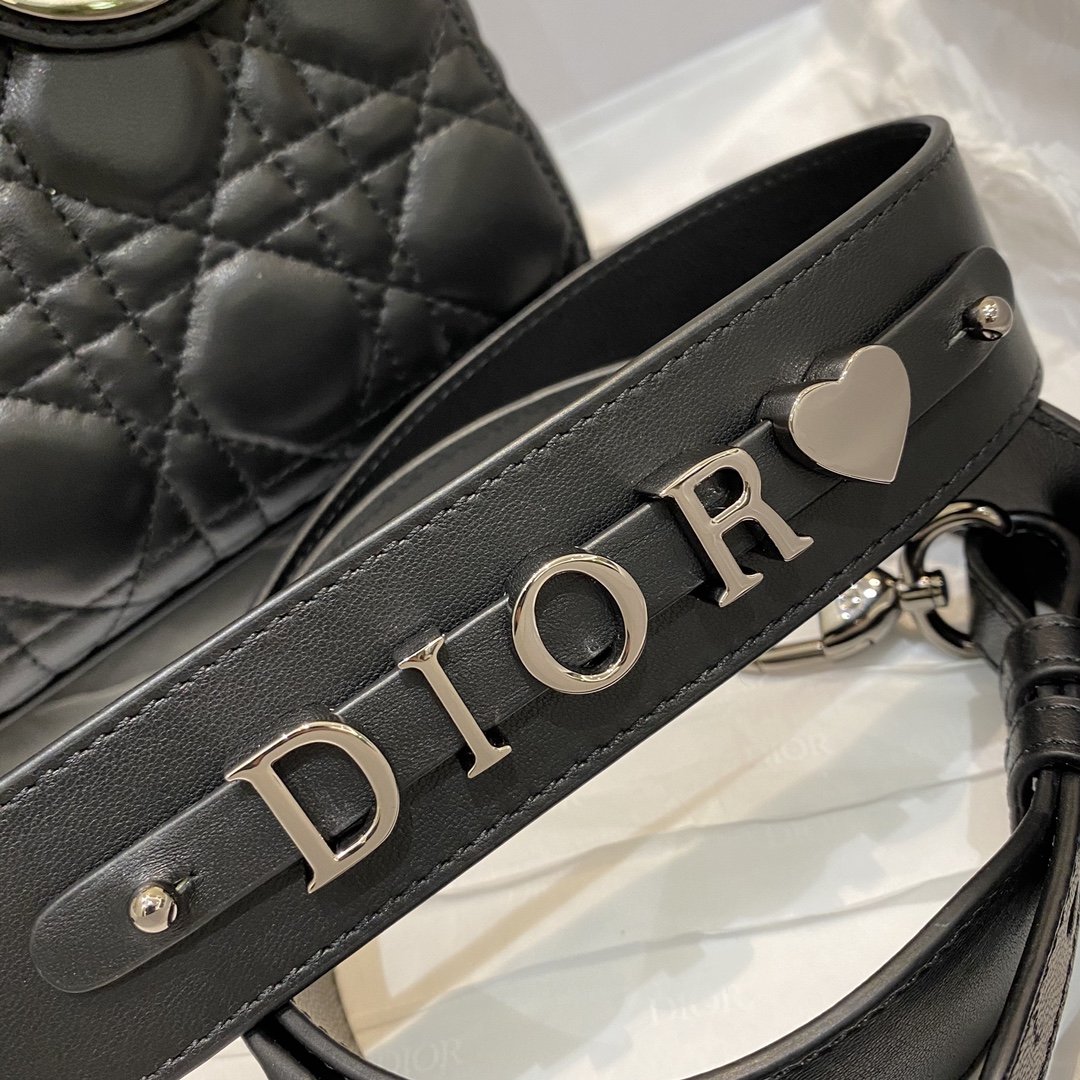 Christian Dior Small Lady Dior Bag Silver Hardware, Black, For Women Women’s Handbags, Crossbody Bags, 20cm CD