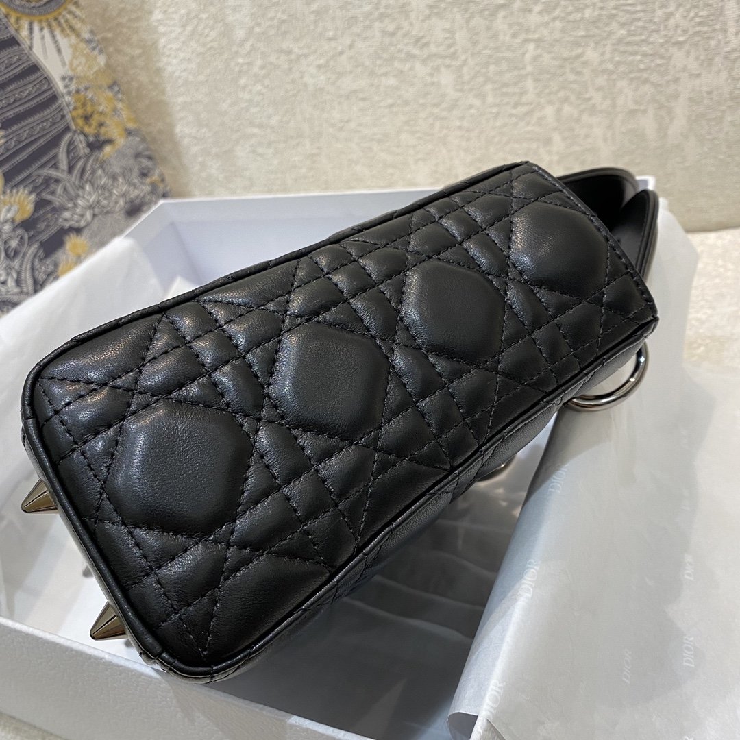Christian Dior Small Lady Dior Bag Silver Hardware, Black, For Women Women’s Handbags, Crossbody Bags, 20cm CD