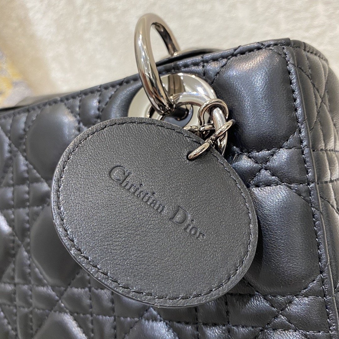 Christian Dior Small Lady Dior Bag Silver Hardware, Black, For Women Women’s Handbags, Crossbody Bags, 20cm CD