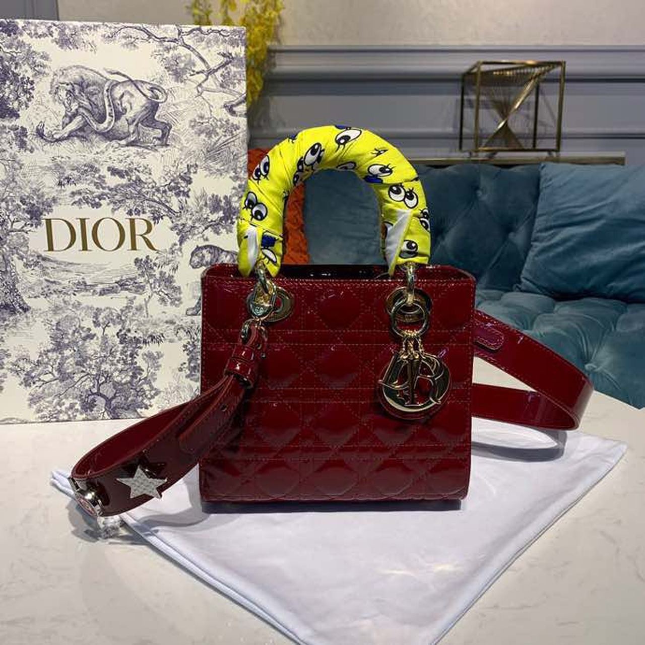 Christian Dior Small Lady Dior Bag with Chain Gold Toned Hardware Burgundy For Women 20cm/8in CDOWCB_