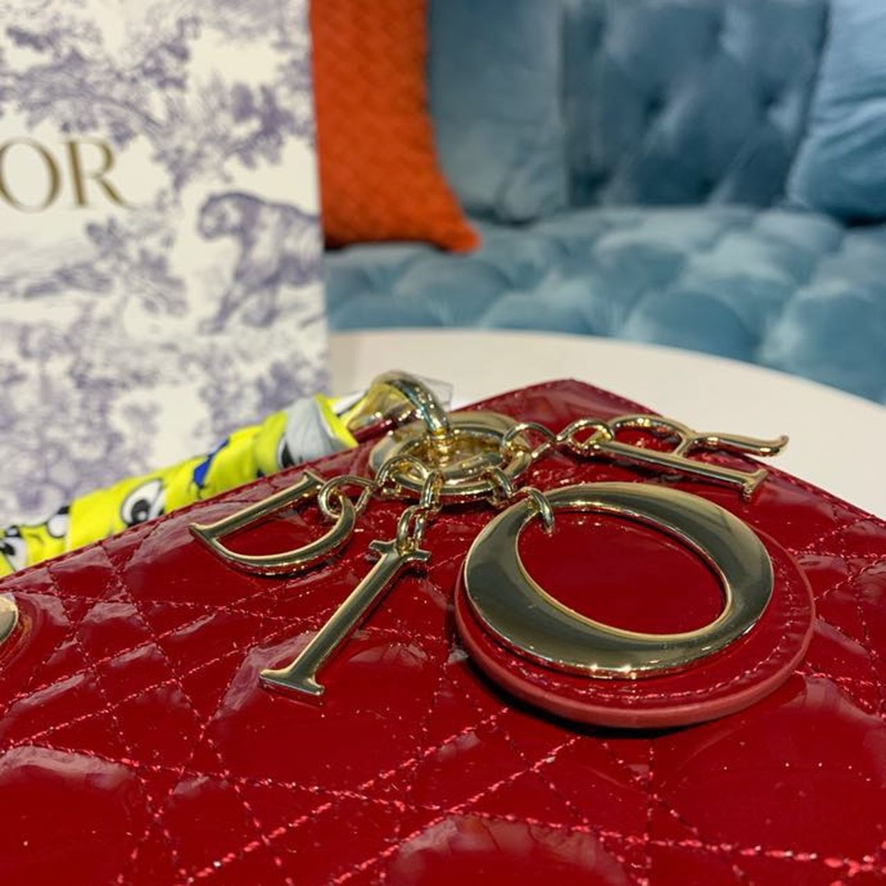 Christian Dior Small Lady Dior Bag with Chain Gold Toned Hardware Burgundy For Women 20cm/8in CDOWCB_