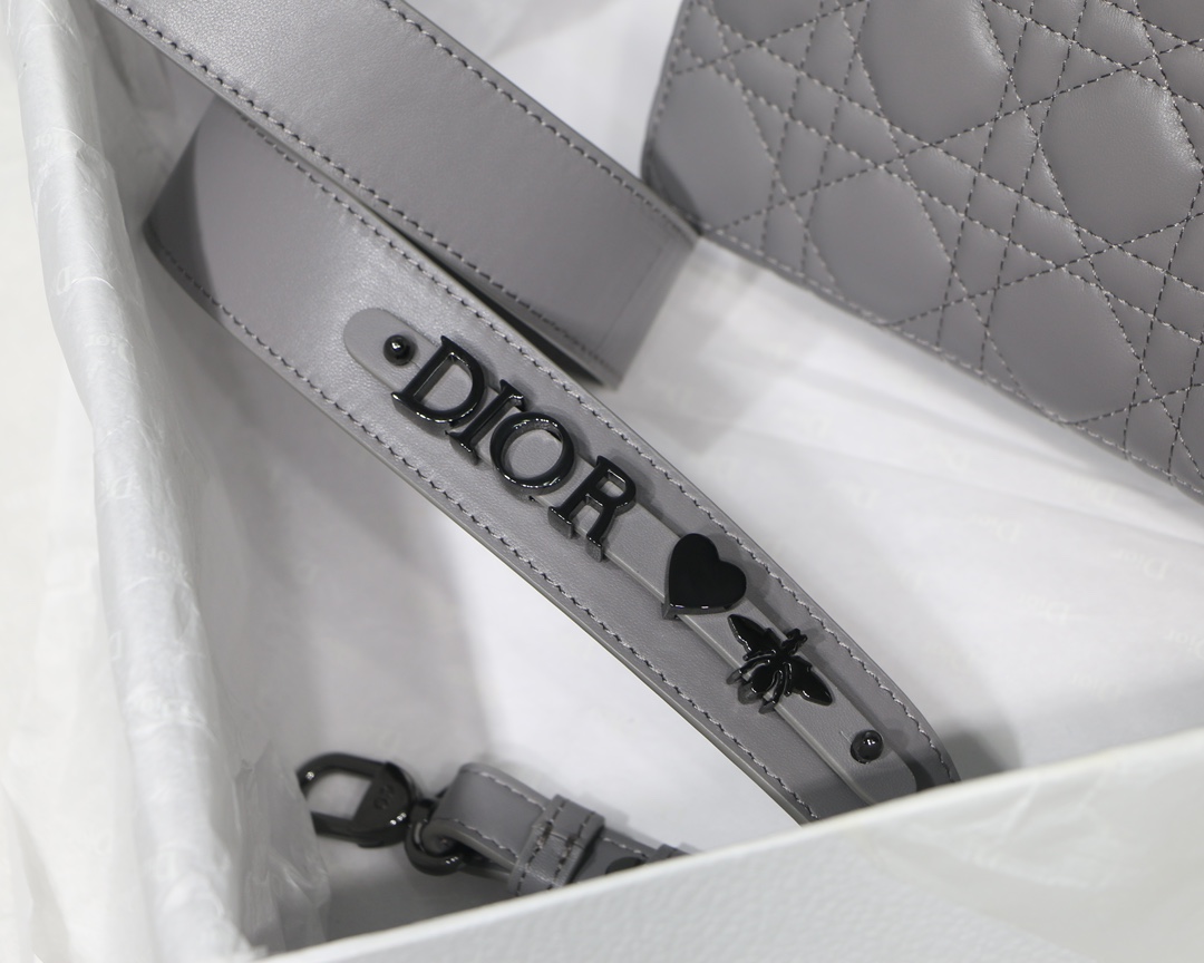 Christian Dior Small Lady Dior My Abcdior Bag Black/Grey/White For Women 8in/20cm