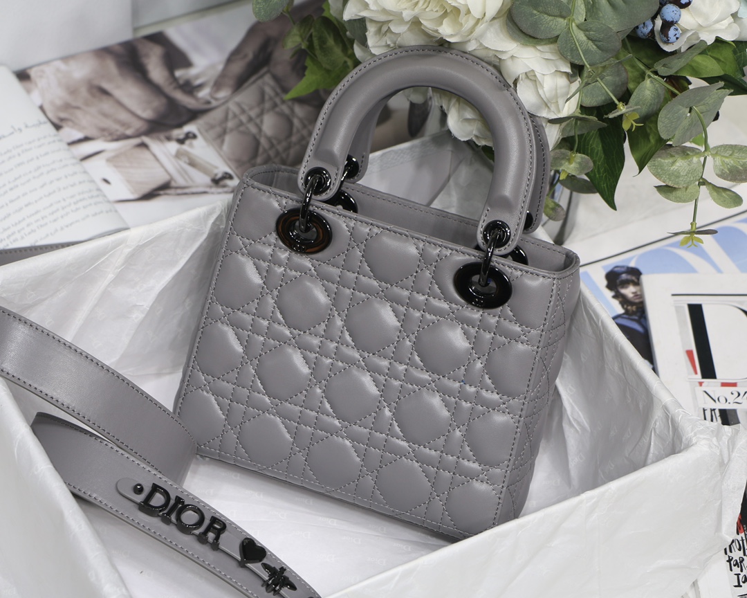 Christian Dior Small Lady Dior My Abcdior Bag Black/Grey/White For Women 8in/20cm