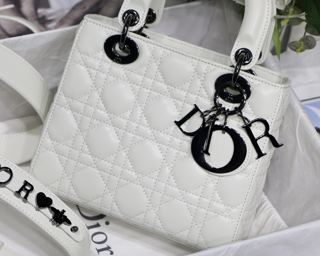 Christian Dior Small Lady Dior My Abcdior Bag Black/Grey/White For Women 8in/20cm