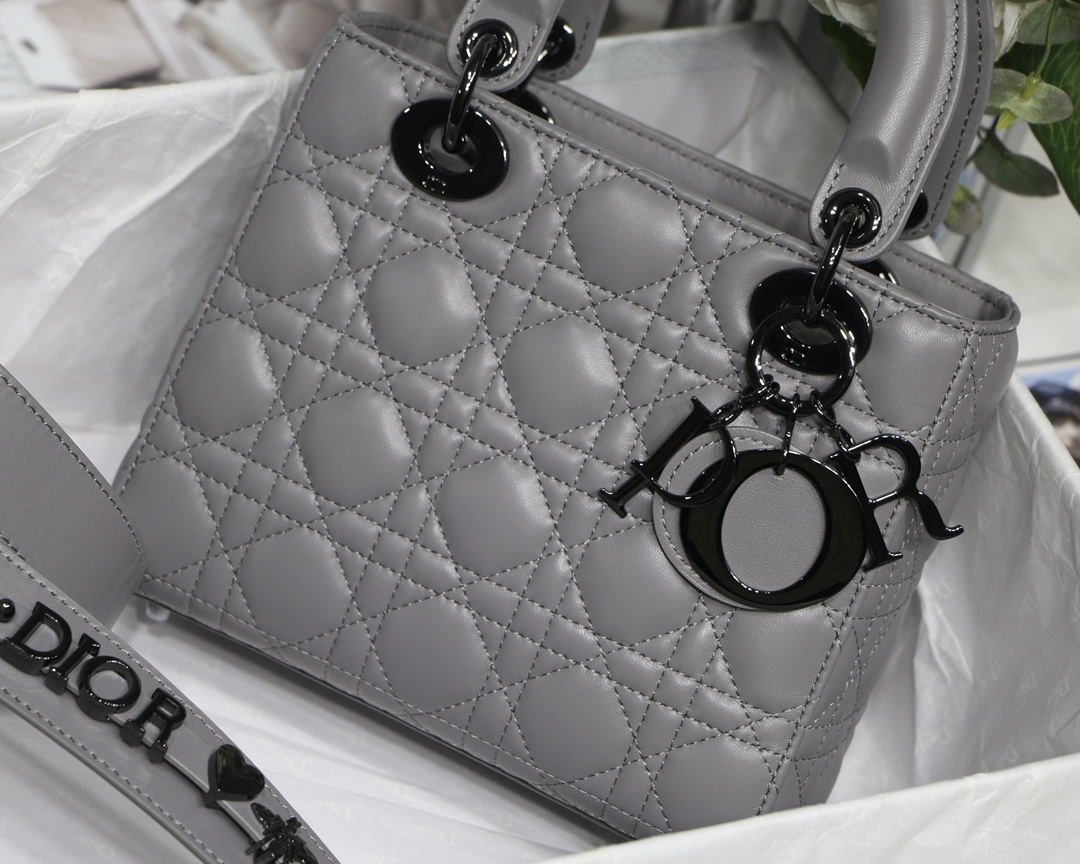 Christian Dior Small Lady Dior My Abcdior Bag Black/Grey/White For Women 8in/20cm