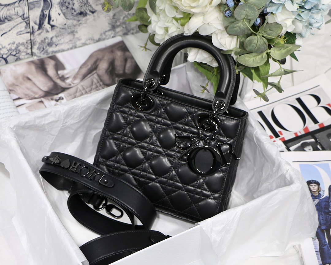 Christian Dior Small Lady Dior My Abcdior Bag Black/Grey/White For Women 8in/20cm