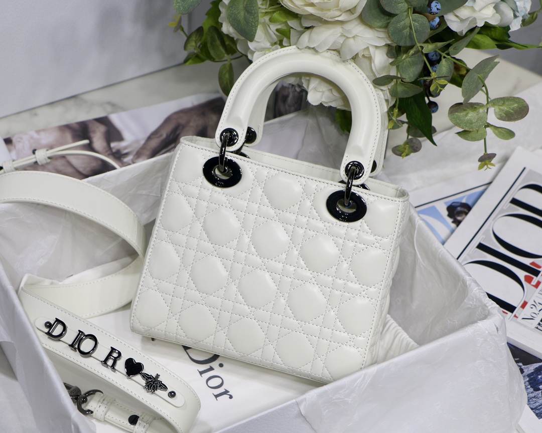 Christian Dior Small Lady Dior My Abcdior Bag Black/Grey/White For Women 8in/20cm