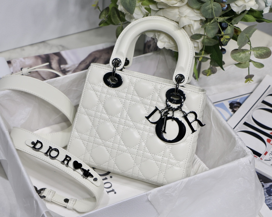 Christian Dior Small Lady Dior My Abcdior Bag Black/Grey/White For Women 8in/20cm