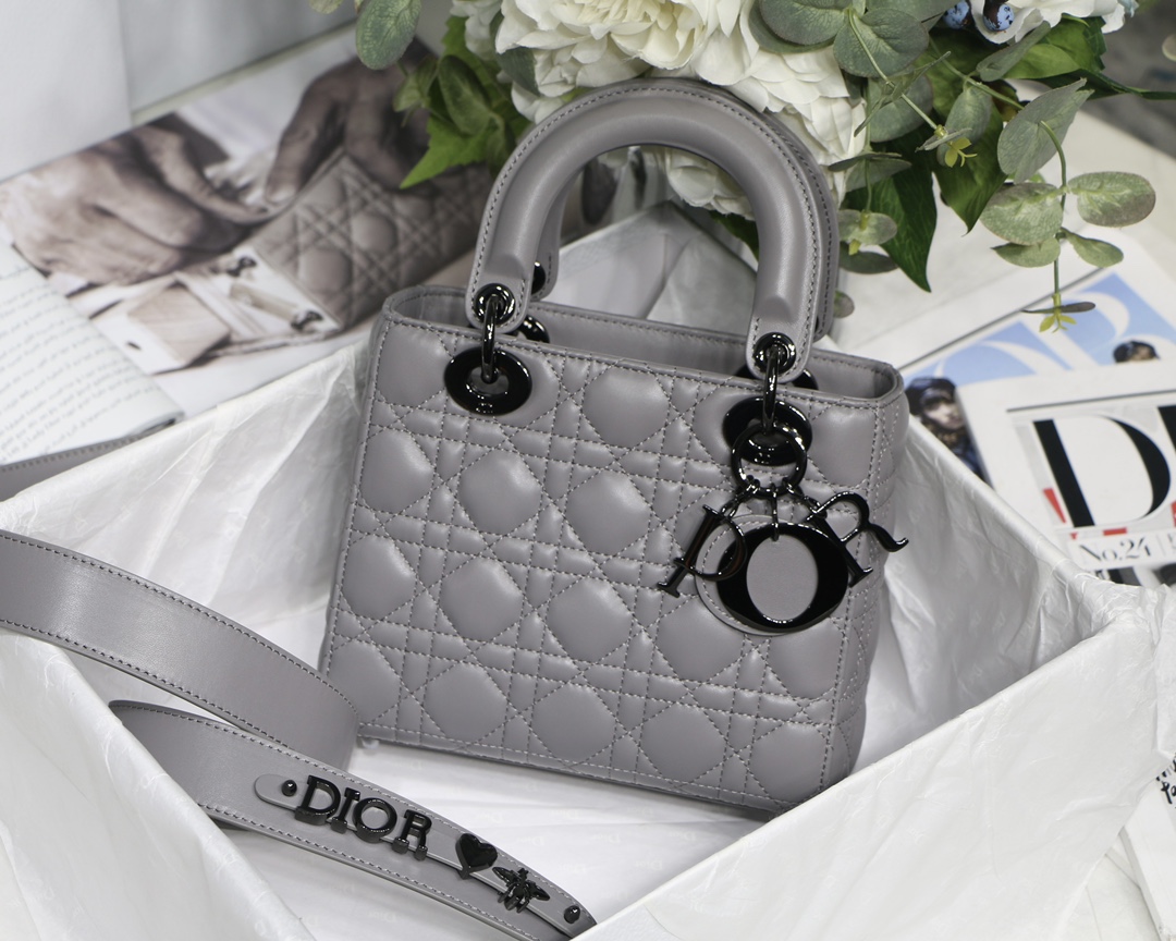 Christian Dior Small Lady Dior My Abcdior Bag Black/Grey/White For Women 8in/20cm