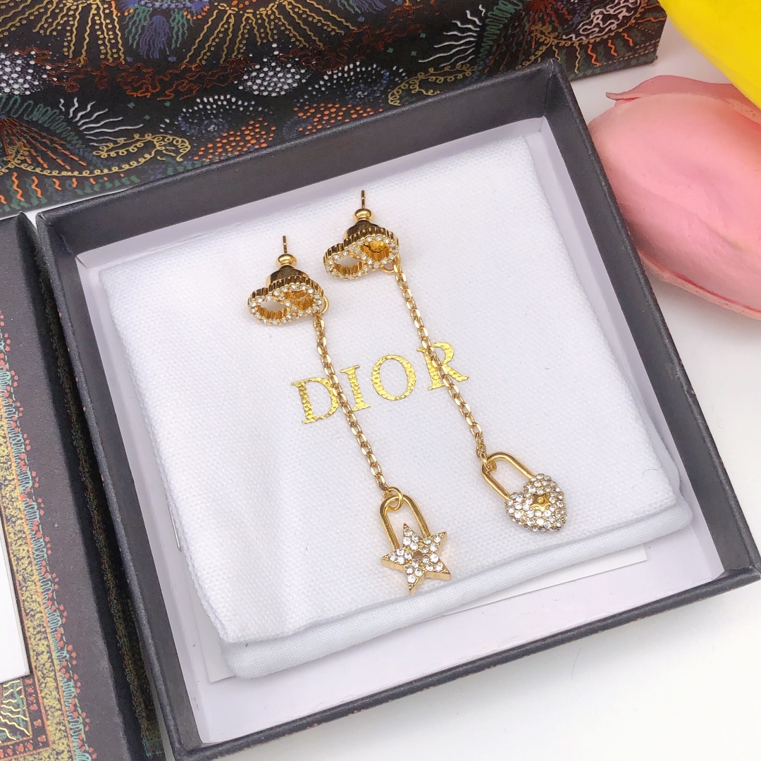 Christian Dior Tassel Earrings Gold For Women
