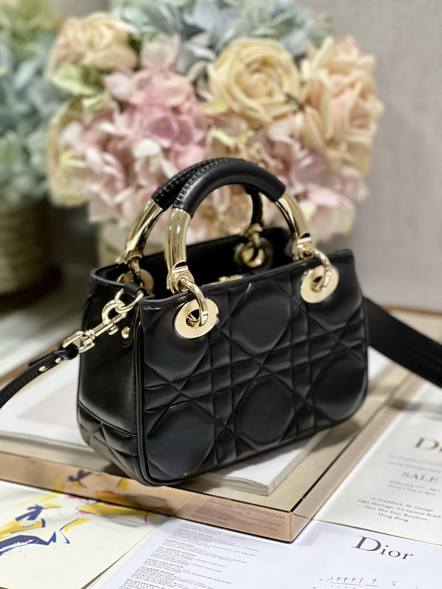 Christian Dior The Lady 95.22 Bag Black/White/Grey/Green For Women 7.5in/ 19cm