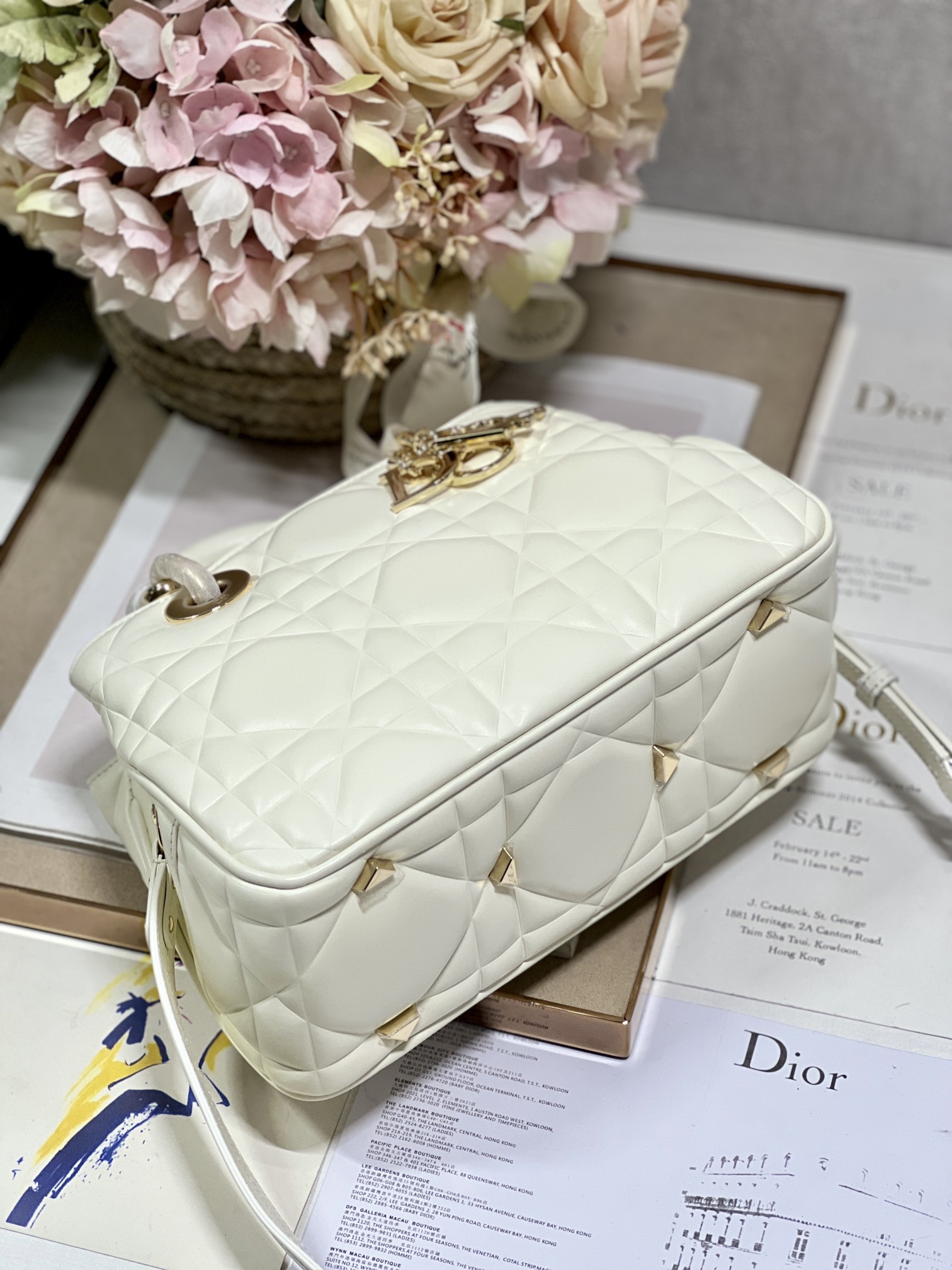 Christian Dior The Medium Lady 95.22 Bag Black/White/Grey For Women 9.5in/ 24cm