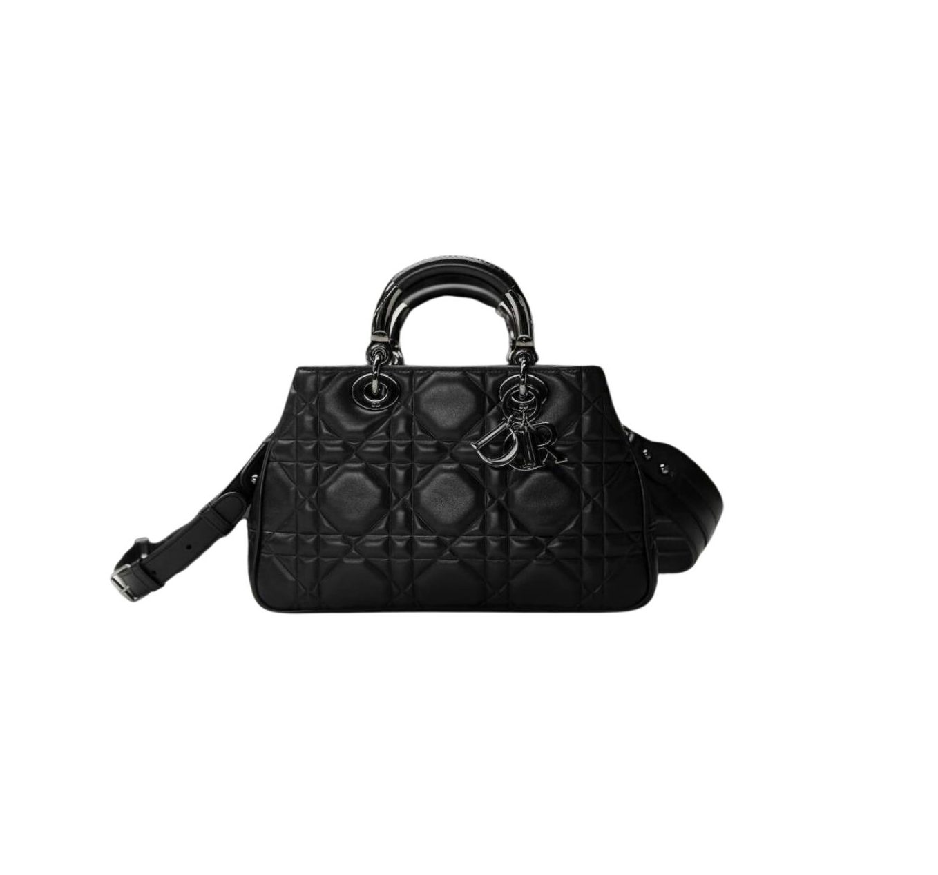 Christian Dior The Medium Lady 95.22 Bag With Black Tone Hardware Black/White/Grey For Women 9.5in/ 24cm
