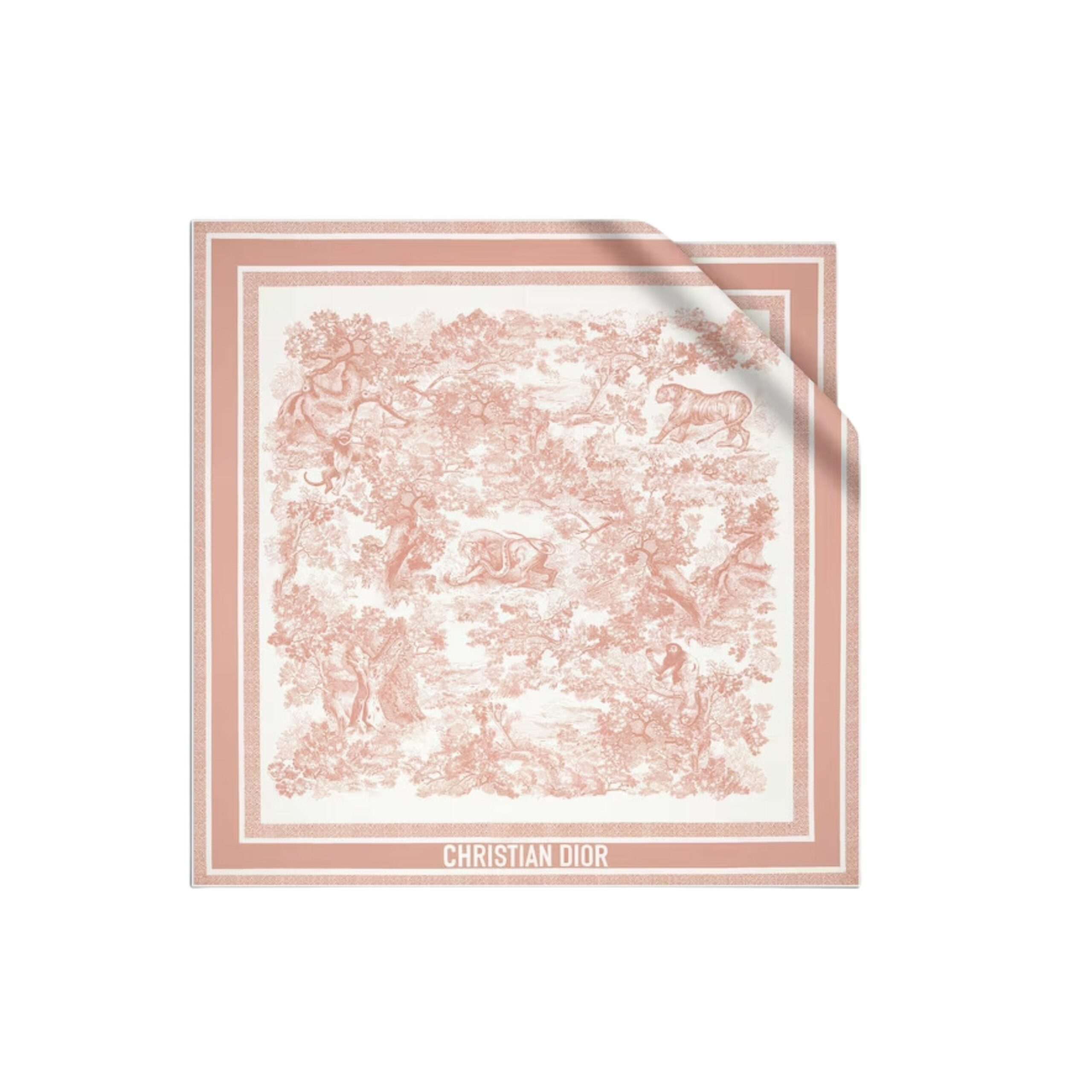 Christian Dior Toile De Jouy Sauvage 90 Square Scarf Ivory And Pink – 15JOU090I602_C420
