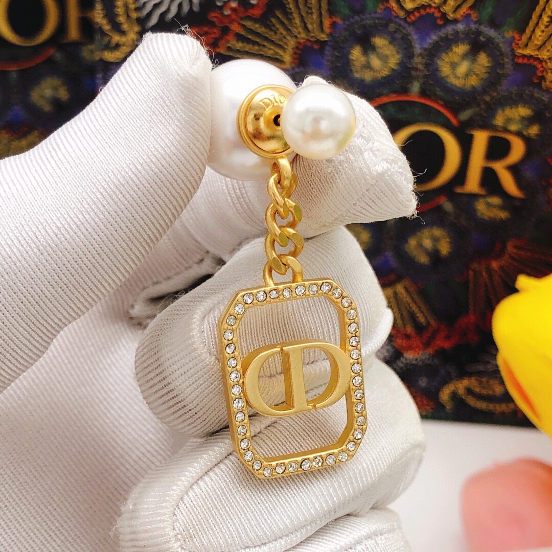 Christian Dior Tribal Earrings Gold For Women