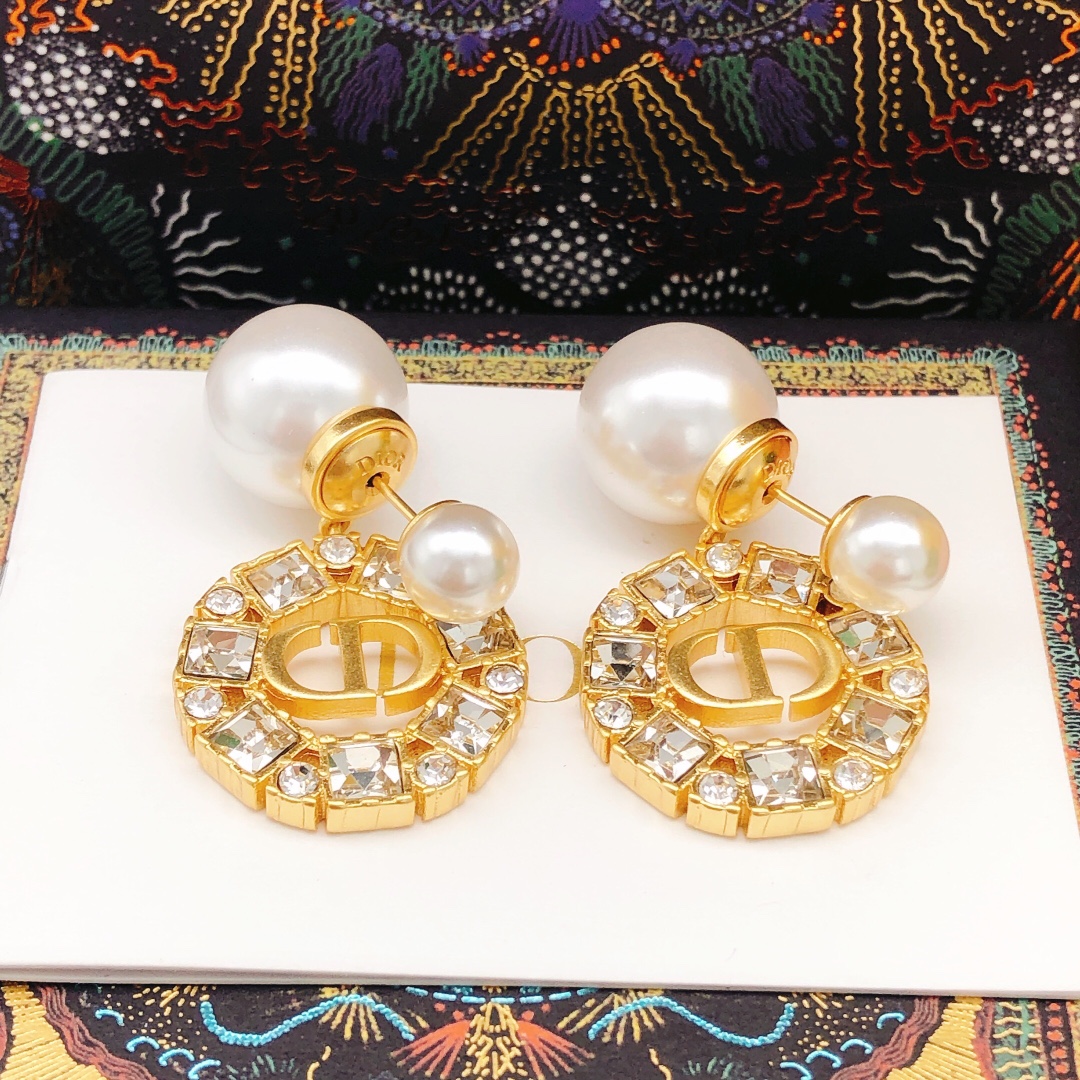 Christian Dior Tribales Earrings Gold For Women