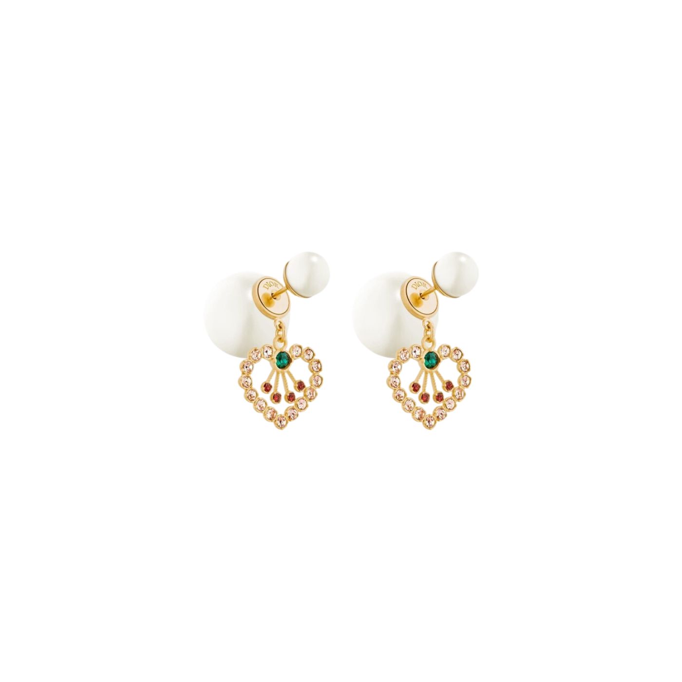 Christian Dior Tribales Heart Earrings Gold Tone For Women