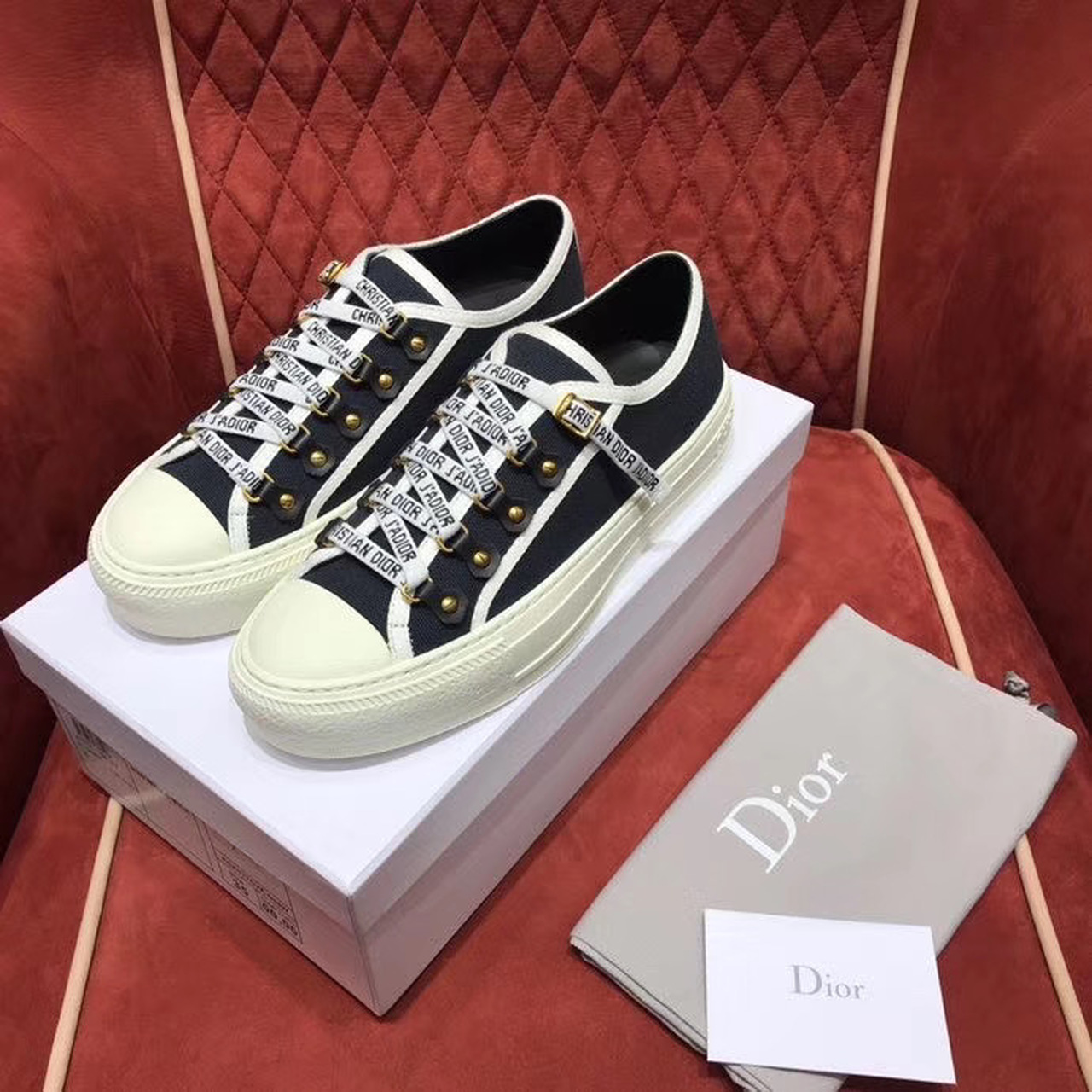 Christian Dior Walk’n’Dior Sneaker Black Cotton Canvas Black For Women CD KCK177CVA_S12X