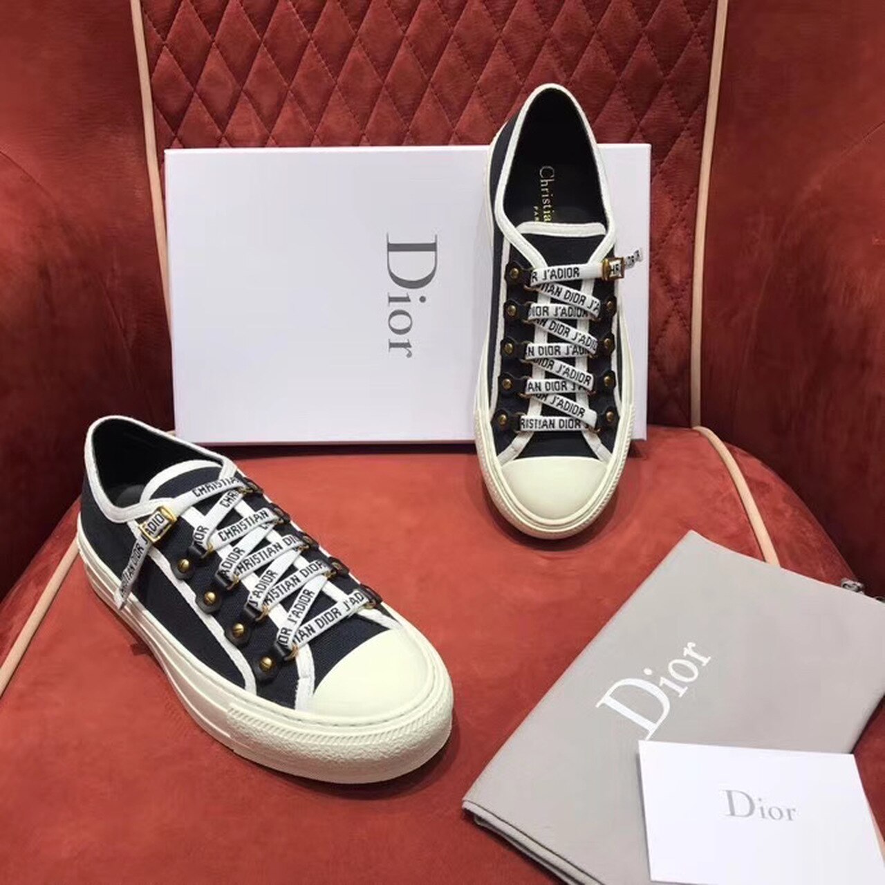 Christian Dior Walk’n’Dior Sneaker Black Cotton Canvas Black For Women CD KCK177CVA_S12X