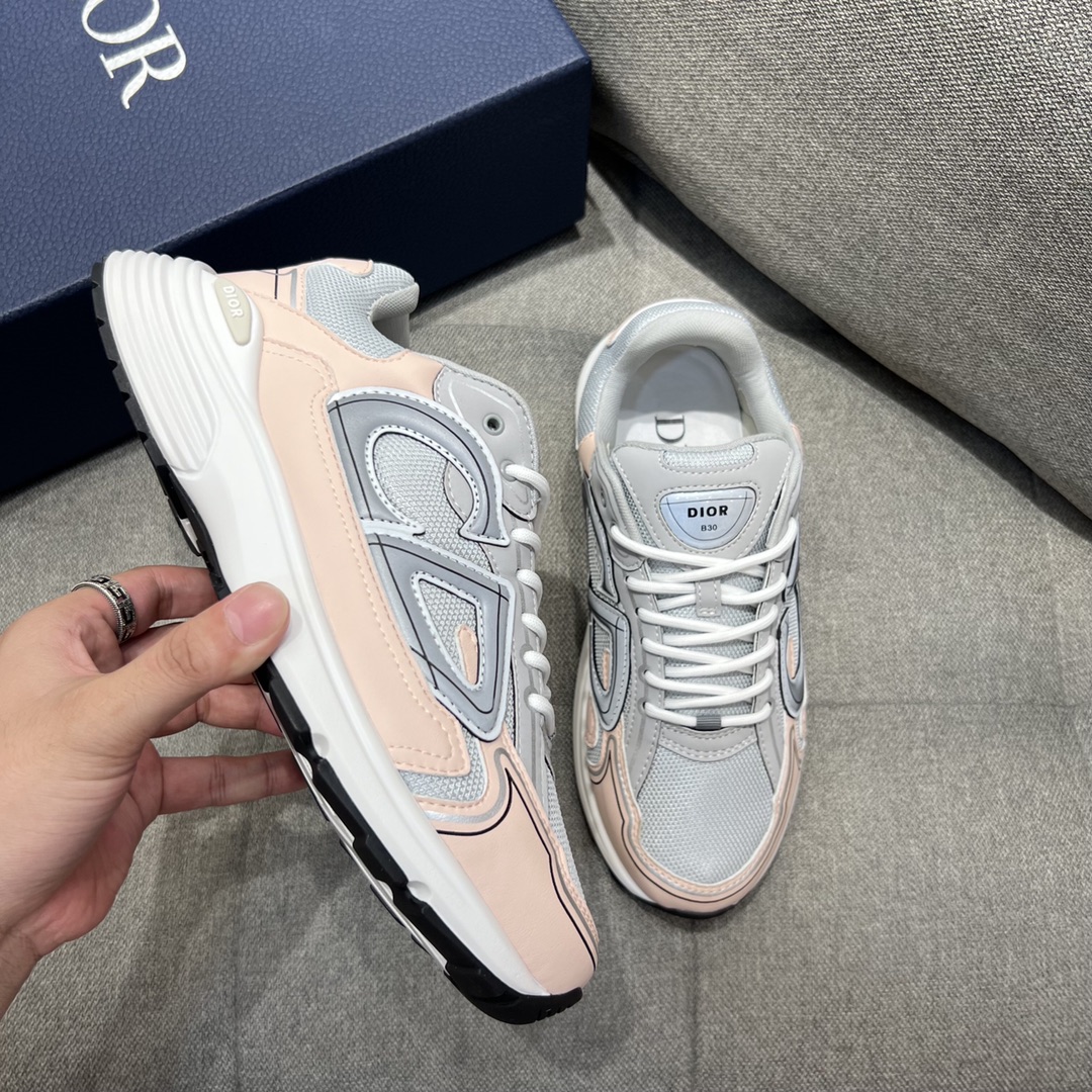 Christian Dior Women’s B30 Sneaker Gray Mesh And Light Pink For Women CD